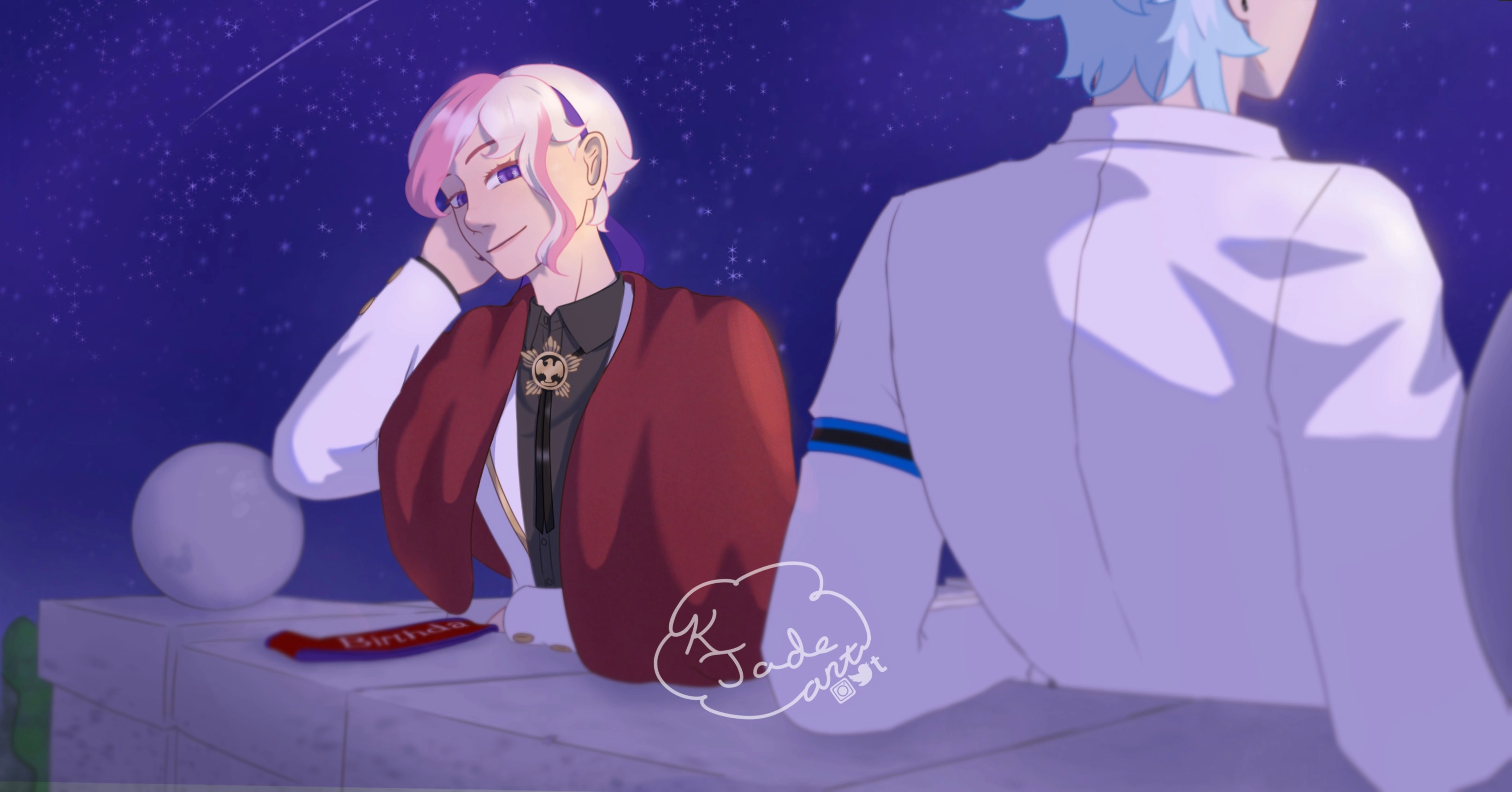 Larkspur Faucett, my Flower boy🥺 another one of my Twisted Wonderland OC's.

This was for his birthday card in April 2023