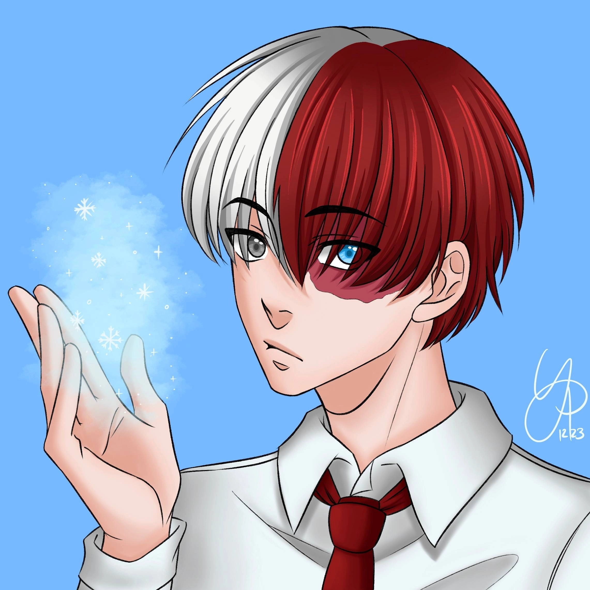 ❄Shoto Todoroki🔥
~
Another drawing I did as a Christmas present for another my work colleague 🍂
This time we have a fanart of one of the main characters of My hero academia 💥