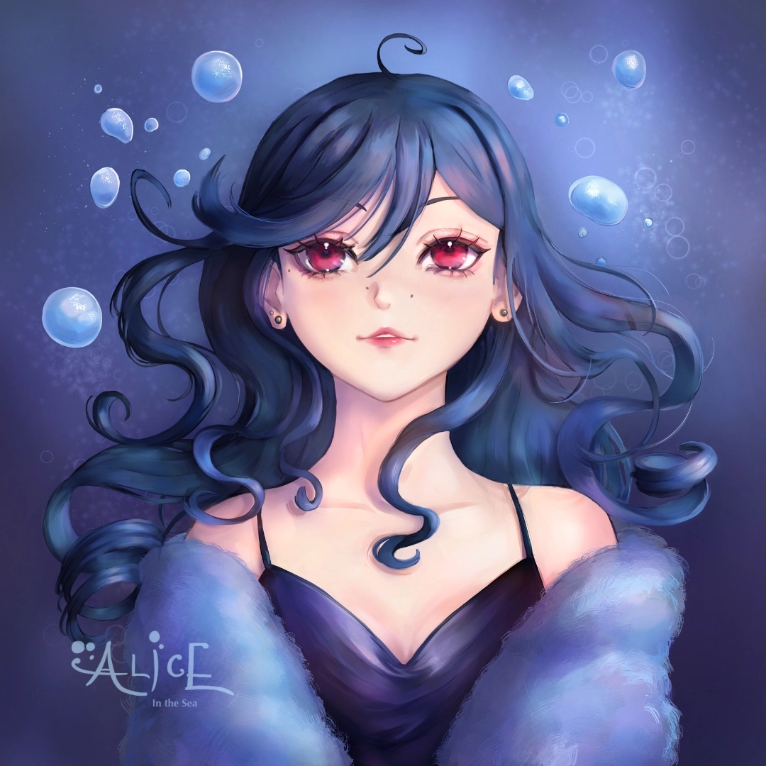 🌊 Hi there! I’m Alice, an illustrator who loves exploring new styles and techniques—whether digital, traditional, or mixed technique. Hope you enjoy my artworks! 💙 

✒️ This portrait was created with Clip Studio on iPad.