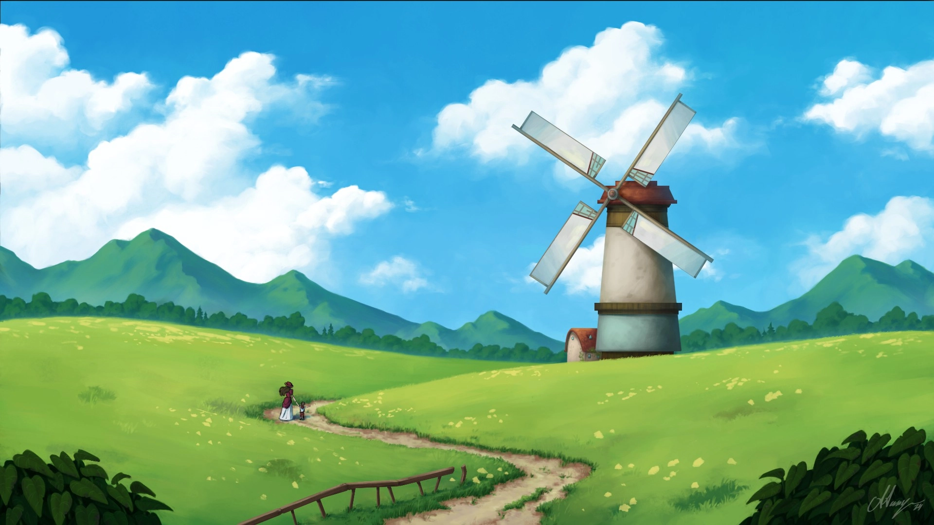 illustration inspired by the art style of Studio Ghibli