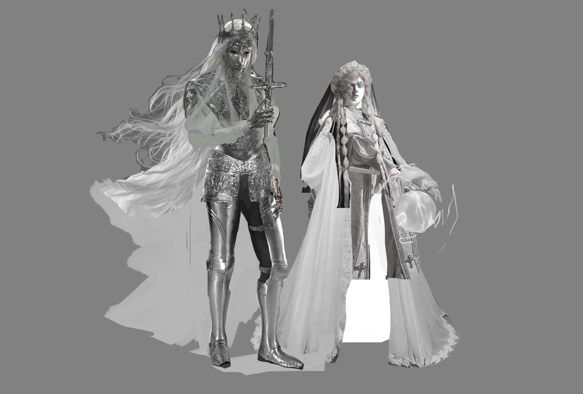 TZAR (Tzar - my OC -  and Tzaritsa concept art, loosely inspired by Genshin's yet unreleased Tzaritza of Scheznaya)
Medium: Photobashing + Rendering in CSP (Used random bits and pieces from across the internet)
A work in progress that I may or may not continue working on