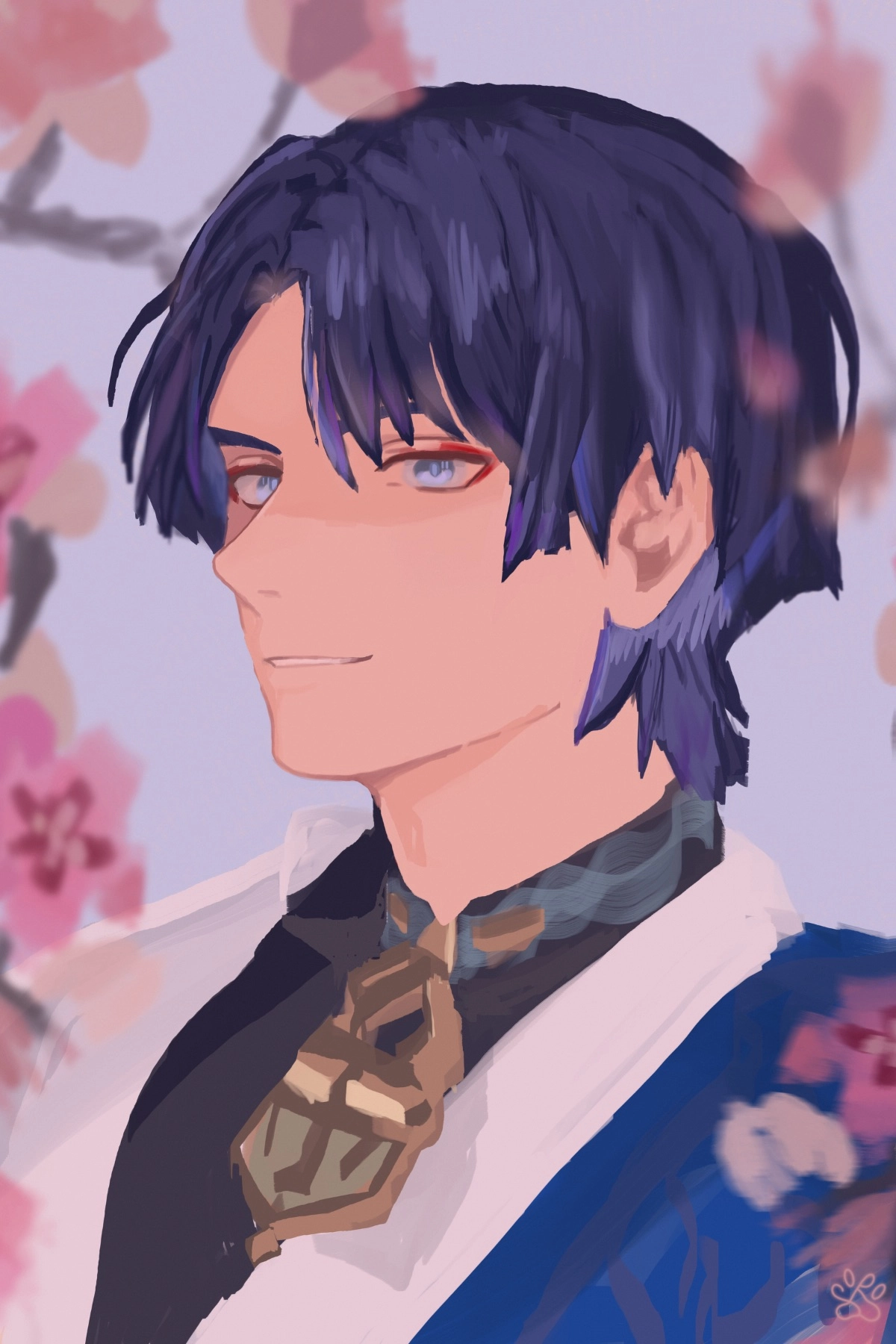 A recent rough commission I did of Scaramouche (Wanderer) from Genshin! 