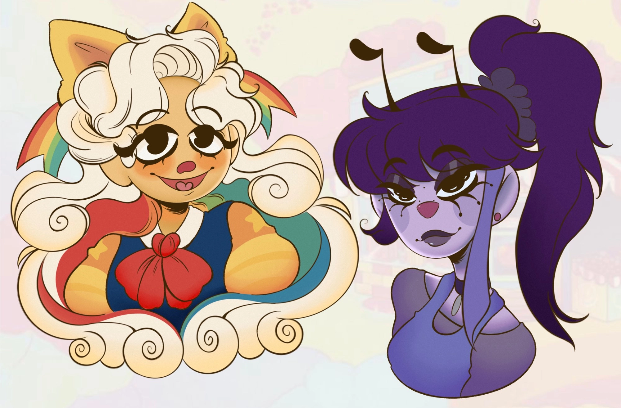 𝑨𝒓𝒕𝑭𝒊𝒈𝒉𝒕 𝑰𝒍𝒍𝒖𝒔𝒕𝒓𝒂𝒕𝒊𝒐𝒏𝒔 🌙✨
here are some pretty OC from Welcome Home
𝑫𝒐𝒕𝒕𝒊 𝑫𝒂𝒎𝒆 𝒂𝒏𝒅 𝑺𝒕𝒆𝒍𝒍𝒂 𝑺𝒕𝒂𝒓𝒓𝒍𝒚🌙✨
@/goodyghostie 
PaguSopa 𝚘𝚗 #artfight :3