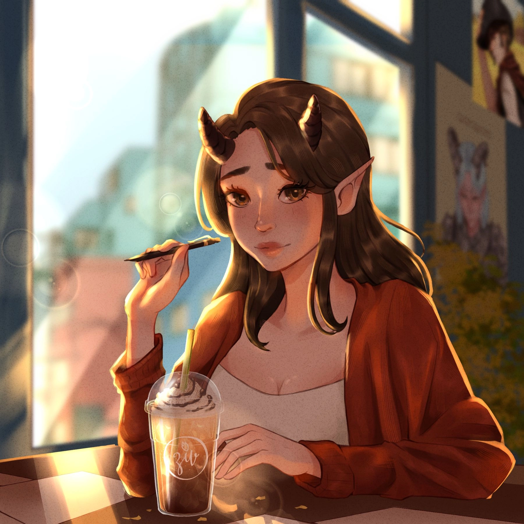 My best friend as a tiefling!