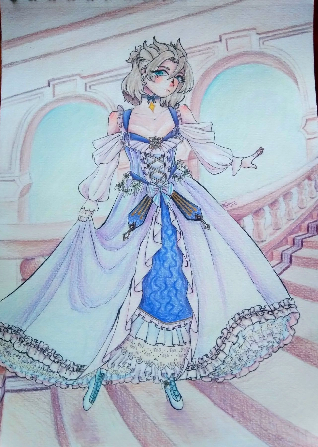 An old drawing but I am still so so proud of it so I'm resharing it here wwwwwwwwww
Also I want everyone to see Albedo in a pretty princess dress, as he should be