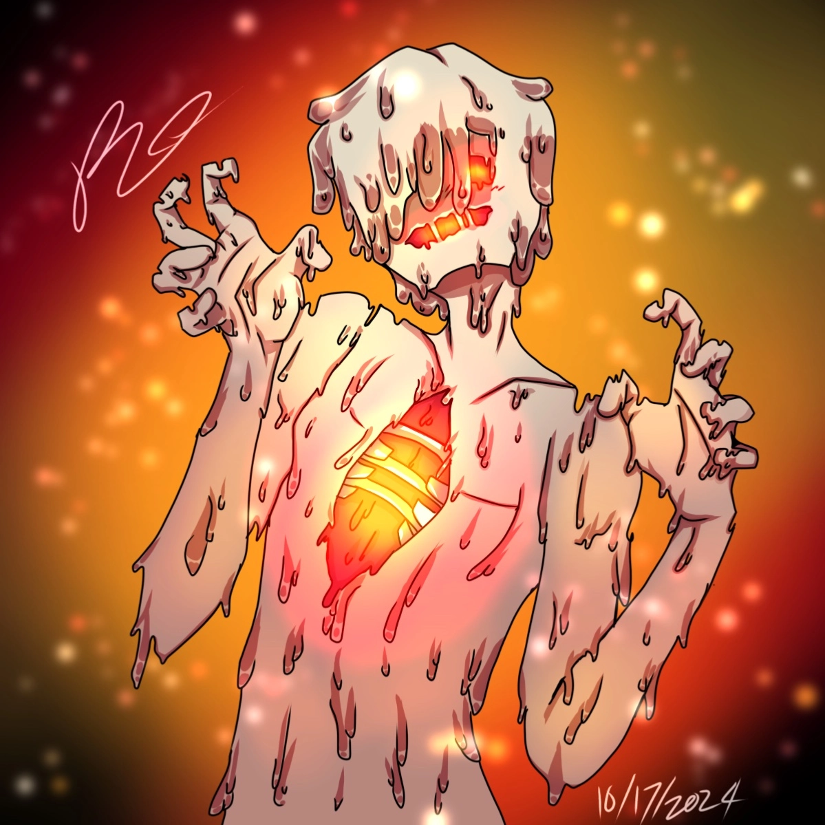 Candleman, is a manifestation of the fear of suffocation. A single father, raising his kids as a candlemaker. Unfortunately his home caught on fire,and unfortunately was buried alive in wax while getting his kids out. He joins Destera, working together to get back to the overworld, and get back to his beloved kiddos.