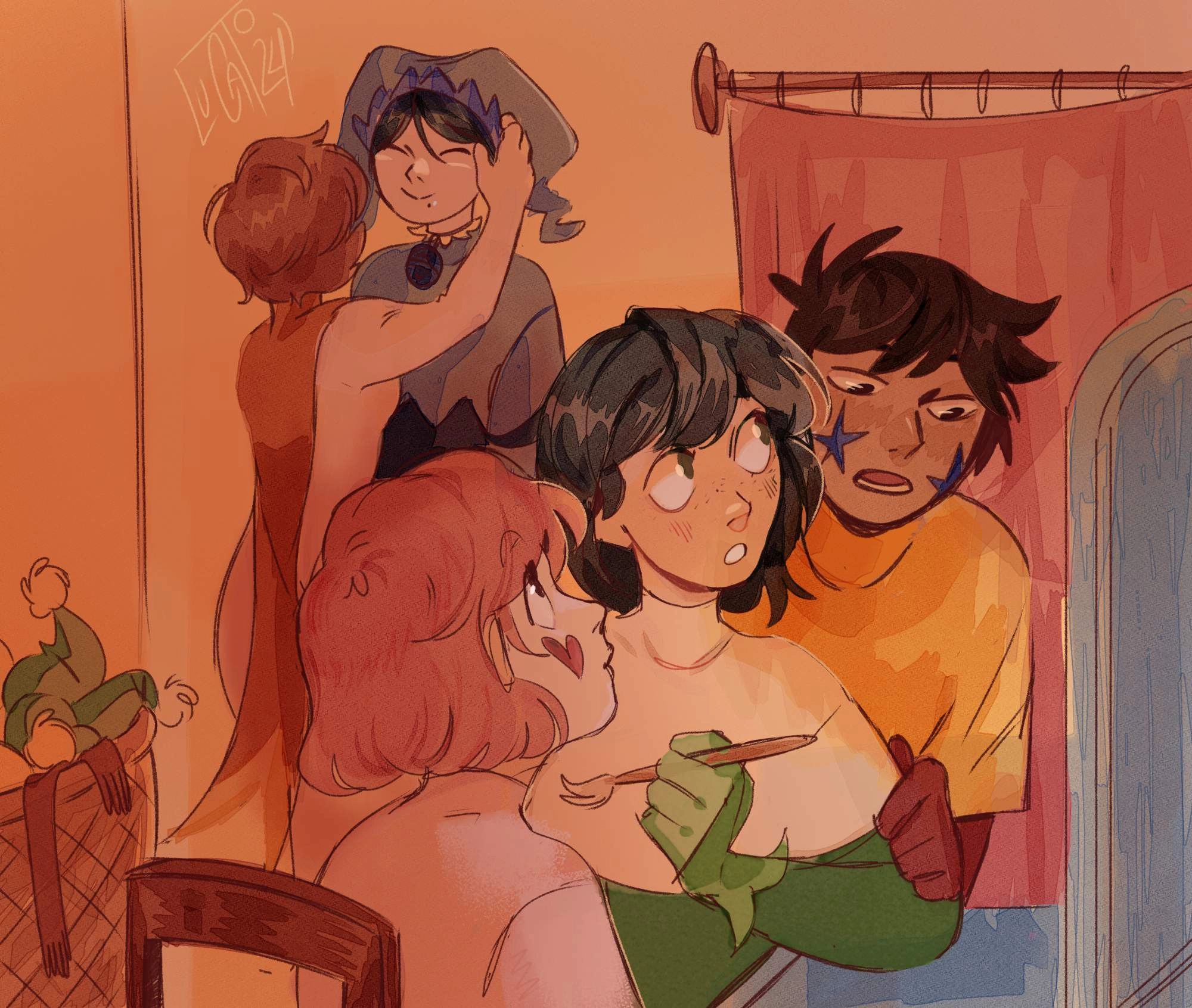 First post! These are my main ocs :D
The story is about them trying to run a bankrupt circus, here their mime is missing but I don't have a nice drawing where all 6 of them appear 😭
Btw hello kirke ppl!!! Nice to meet u 😁💛 I hope we can have a great time together