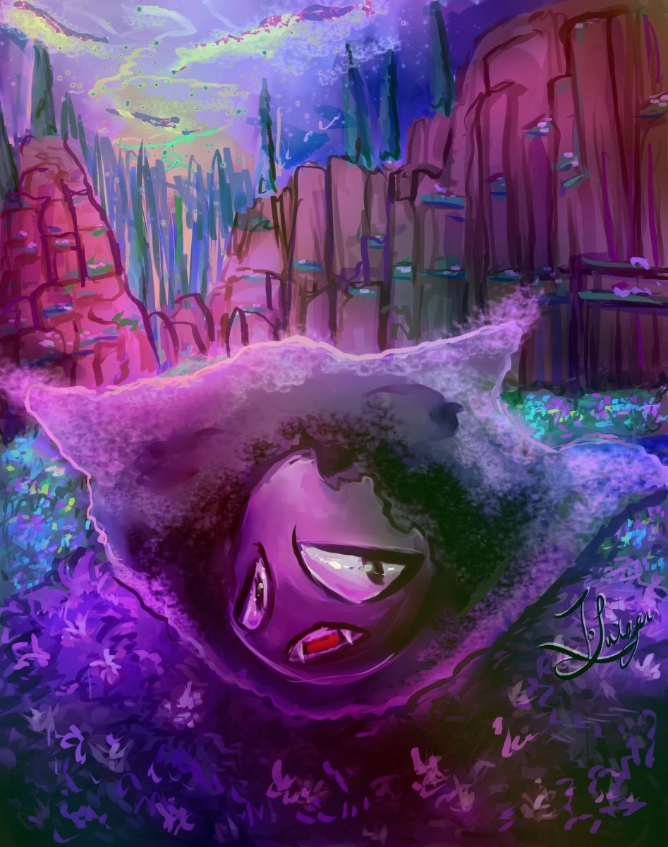 Caught a little anxious gastly in pixelmon and had to draw her out.
