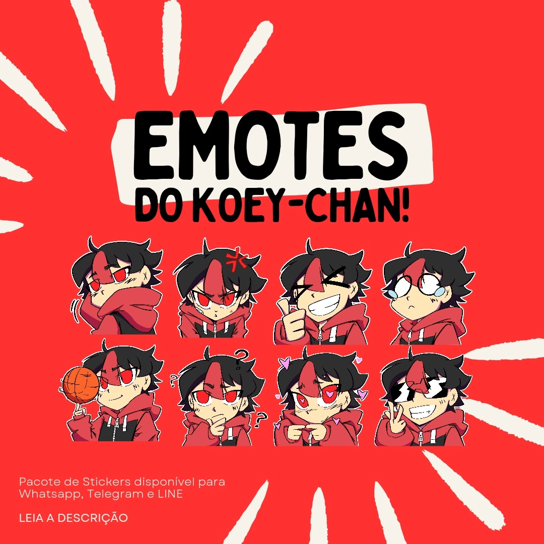 Emotes of Koey-chan, available to Whatsapp, Telegram and LINE. 
See this post on my Instagram for my details, thank you.