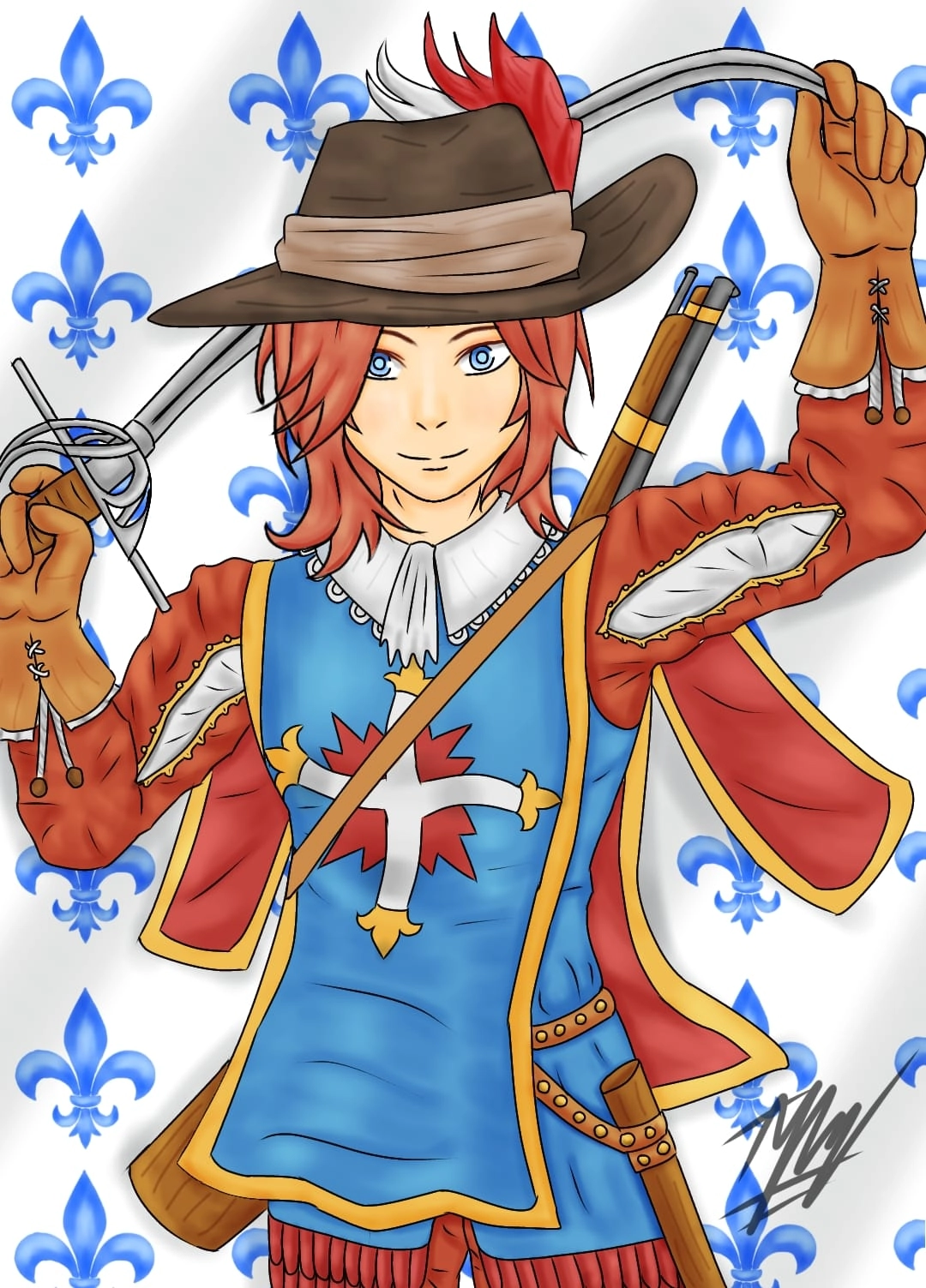the Musketeers of the Guard (French: Mousquetaires de la garde) or King's Musketeers (Mousquetaires du roi), were an elite fighting company of the military branch of the Maison du Roi, the royal household of the French monarchy.