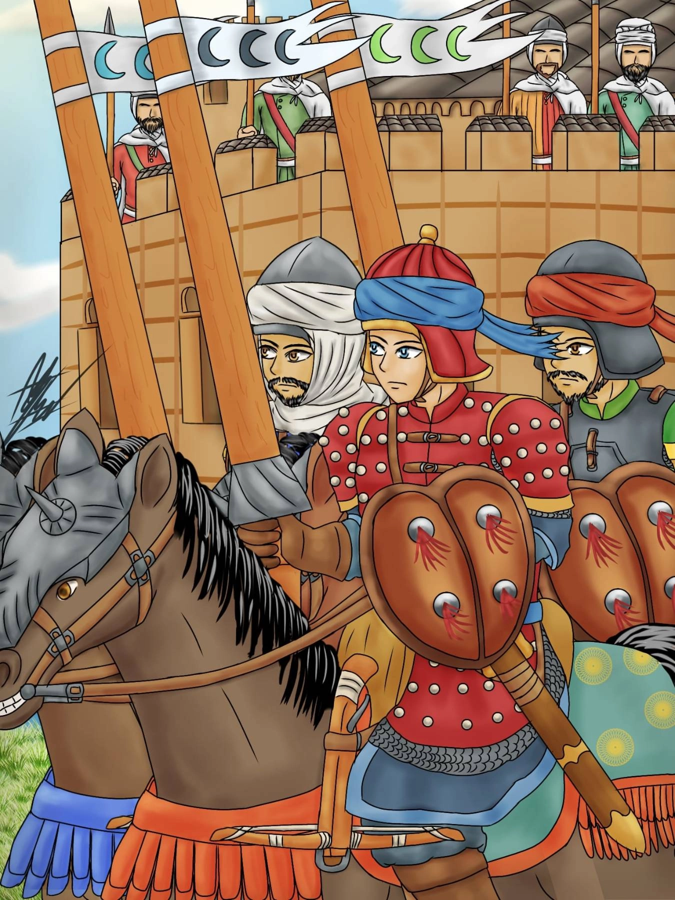 Knights of the Sultanate of Granada, I made it this way because Arab and Berber culture at this time mixed with European culture. Which produces something new, for example in the use of weapons and armor.

The Sultanate of Granada or Emirate of Granada, also called the Nasrid Kingdom of Granada, was an Islamic kingdom founded in 1238 and lasting until the 15th century in Spain. This place is the place of scholars such as Al-Tighnari as well as the place of famous buildings such as Al-Hambra.