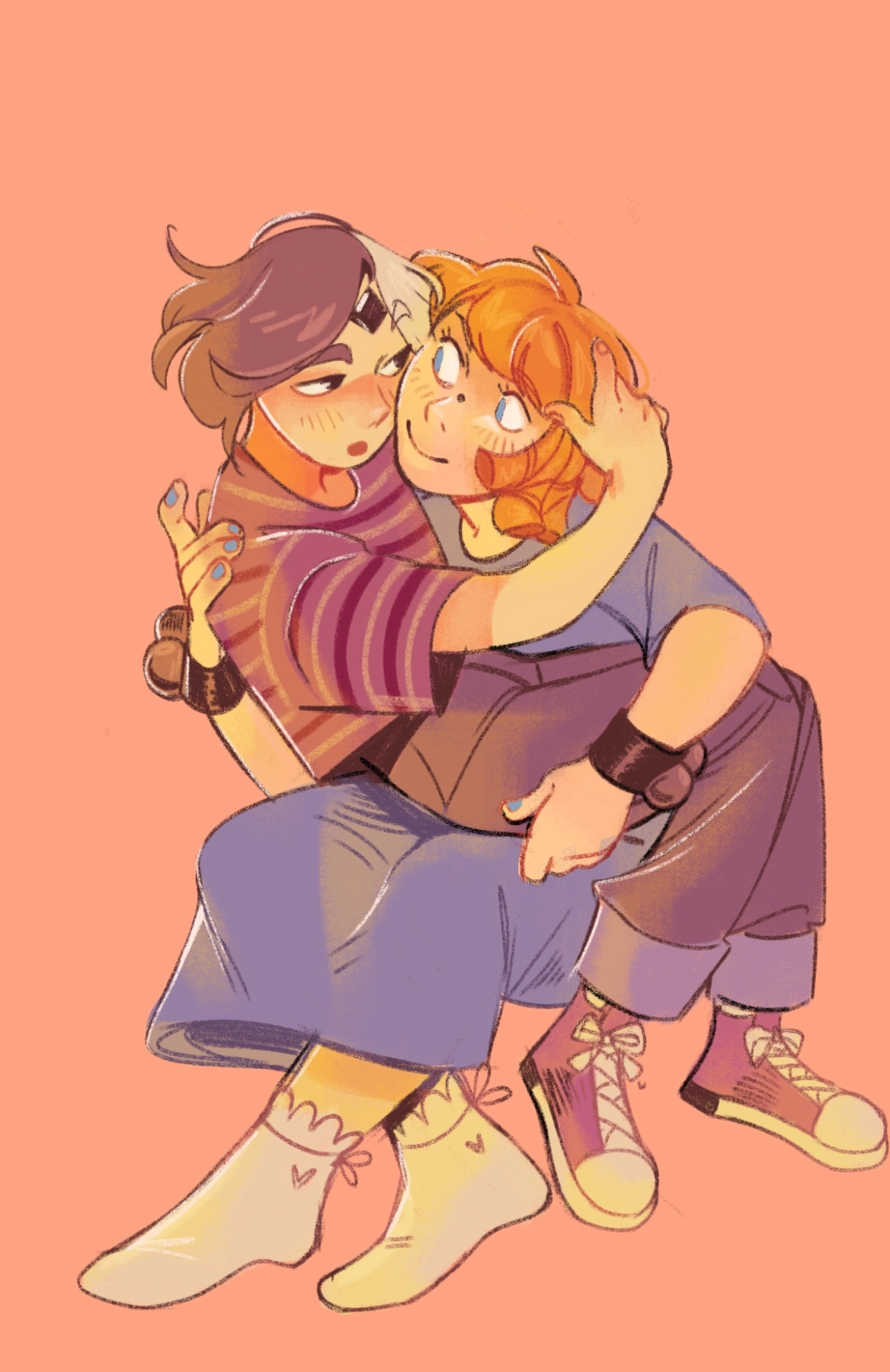 Oc's are my OC Croma ( grey hair) and Val (oc from @/cherrytwelve on artfol!)