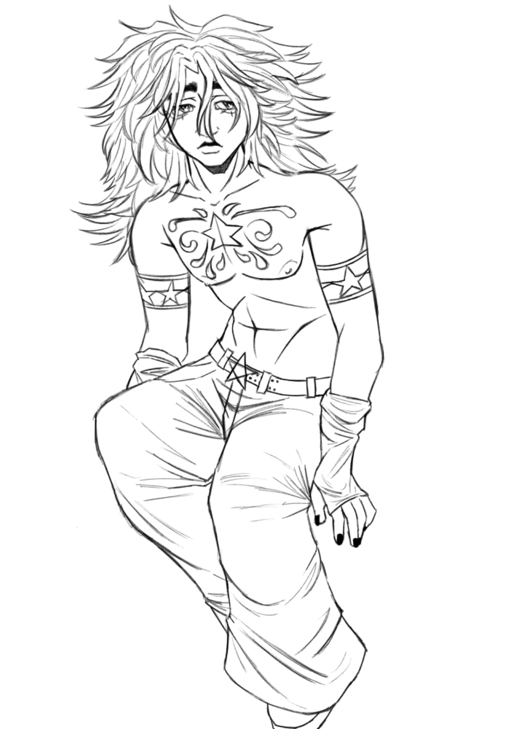 Some line art I did of my new oc :) 