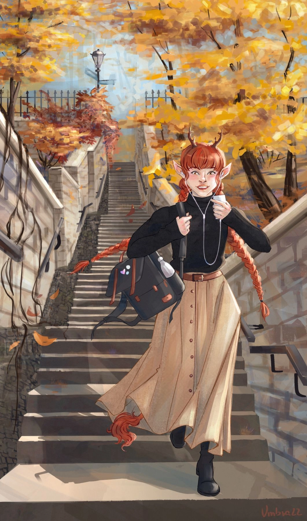 I wanted to draw just an elf but somehow she turned into philosophy student, so now I have new oc - her name is Rovan.