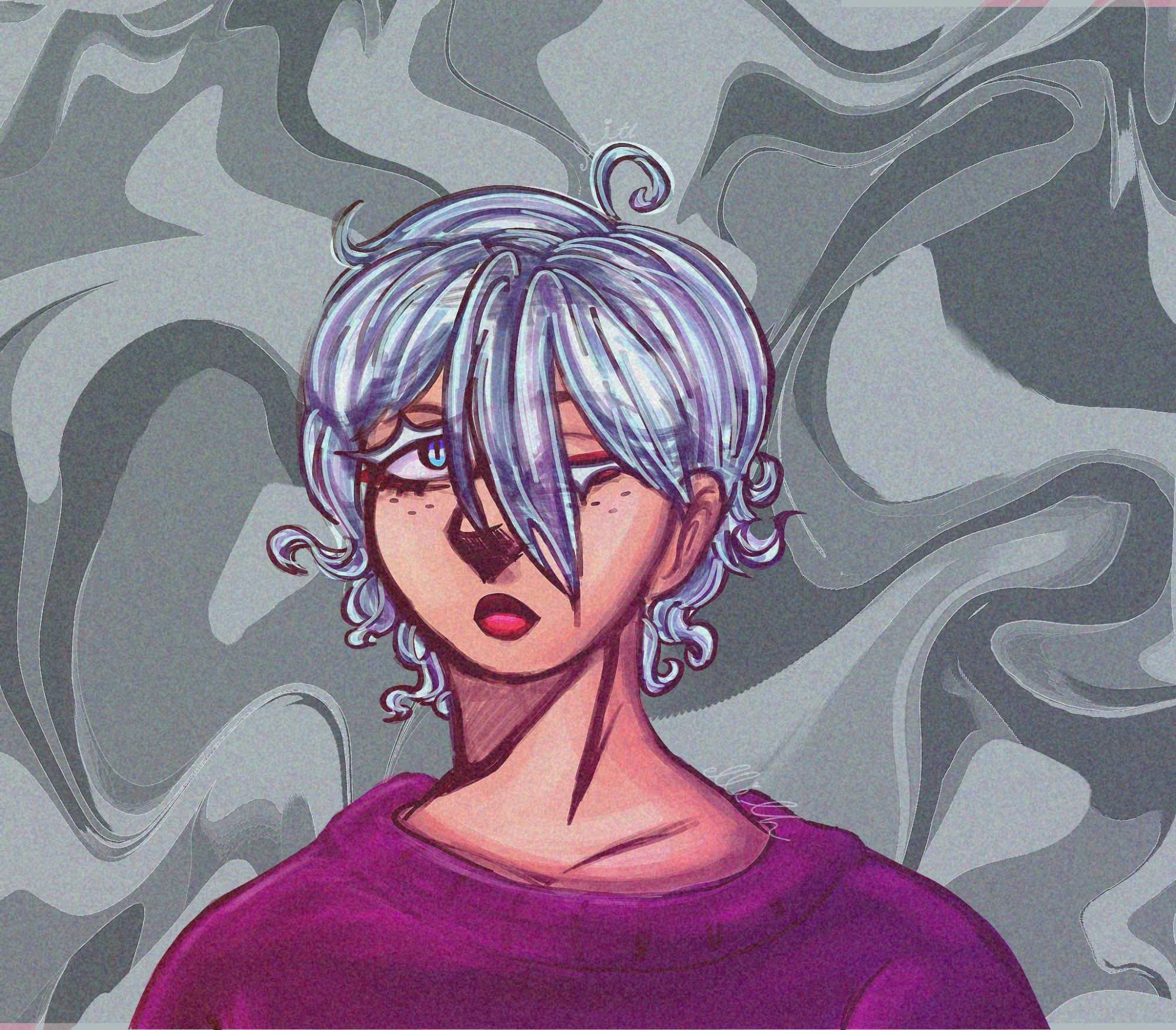 My most recent work so far, and I tried experimenting with coloring, did it all in one layer, except of the background. I'm quite proud.