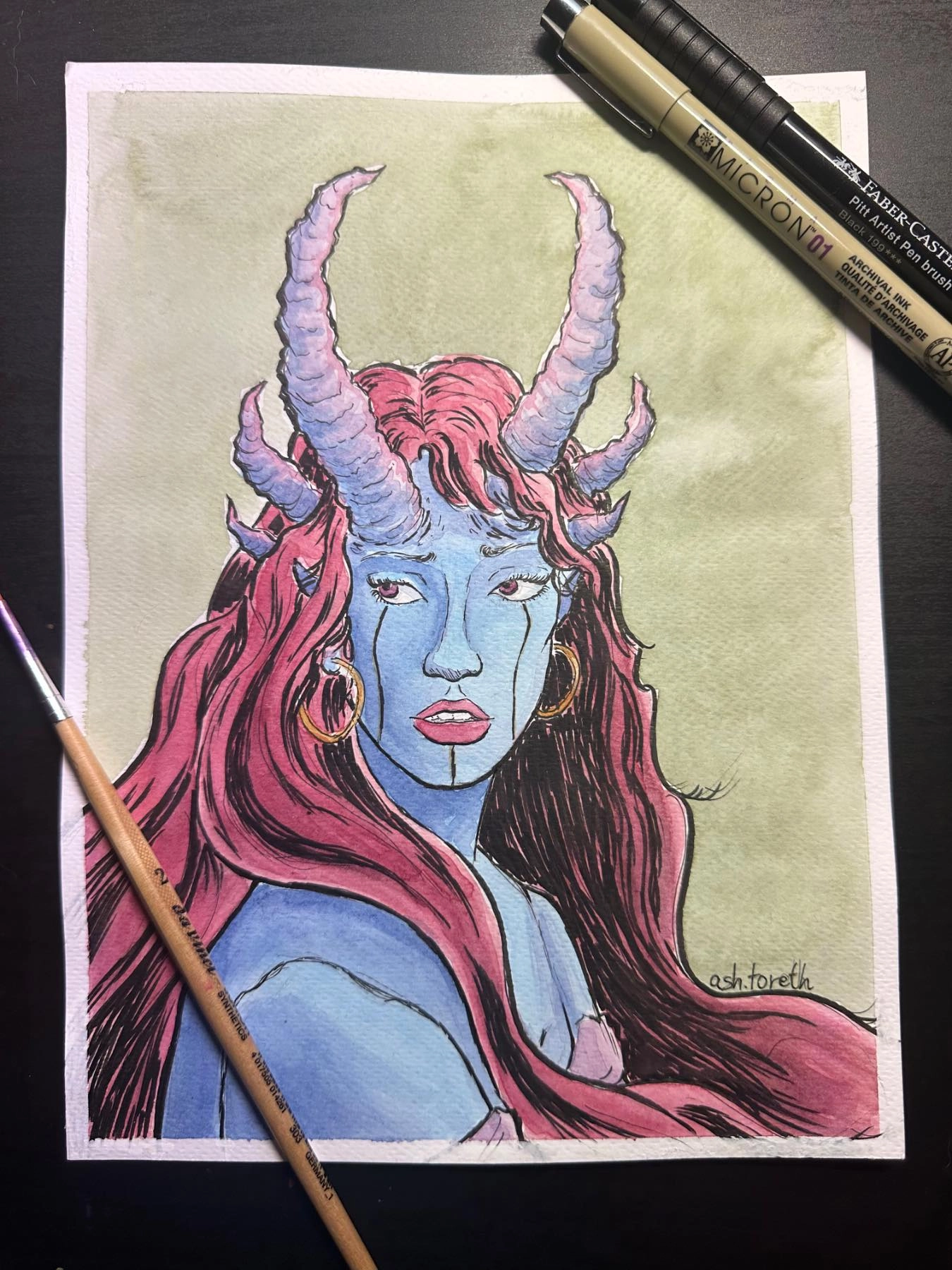 For today's post another watercolor illustration ^^ 
Help me find a name for her in the comments ✨