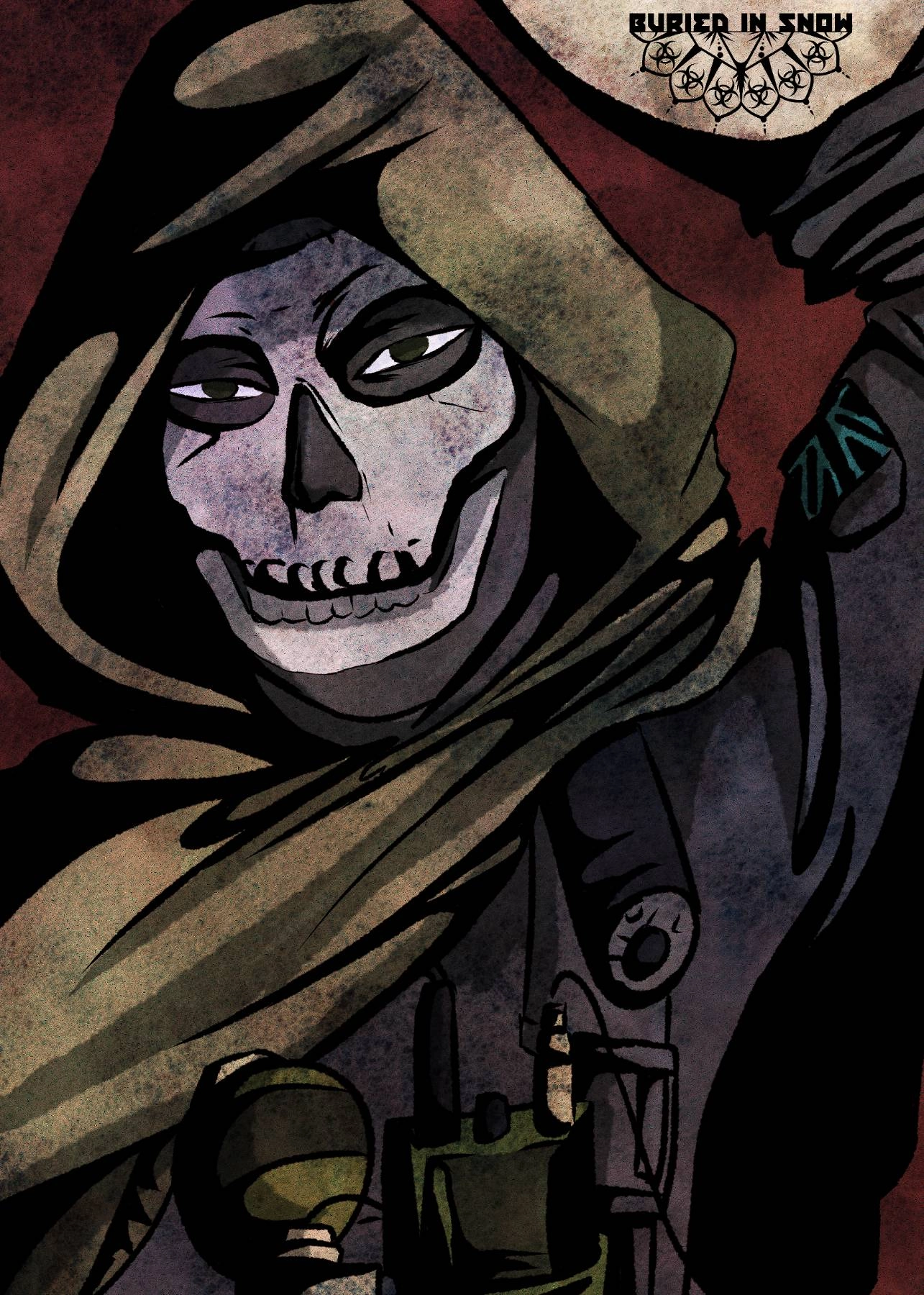 Really quick-ish portrait i did back in early 2024 of Ghost from COD
