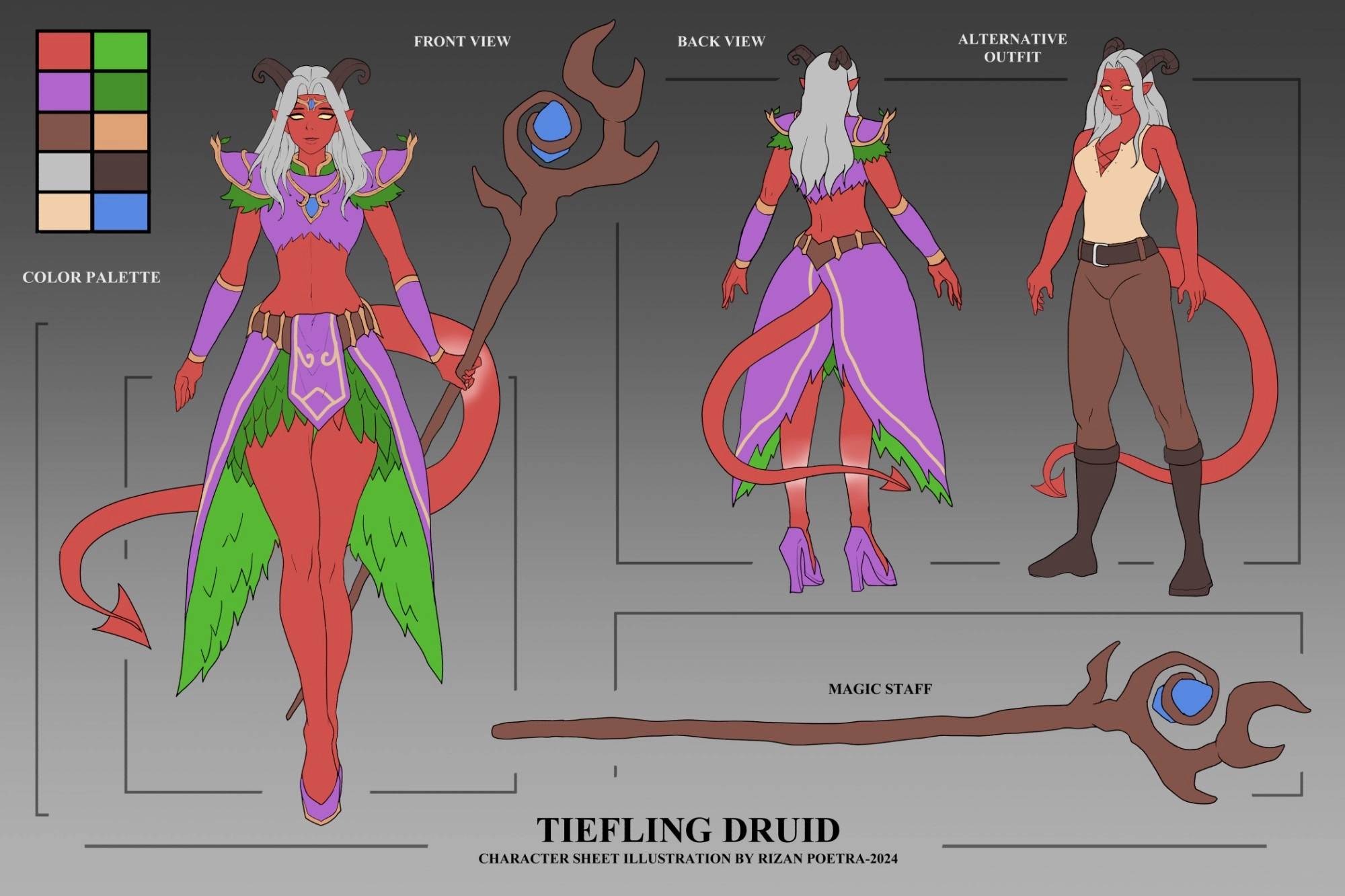 Character Design based on DnD 
Race : Tiefling
Class : Druid