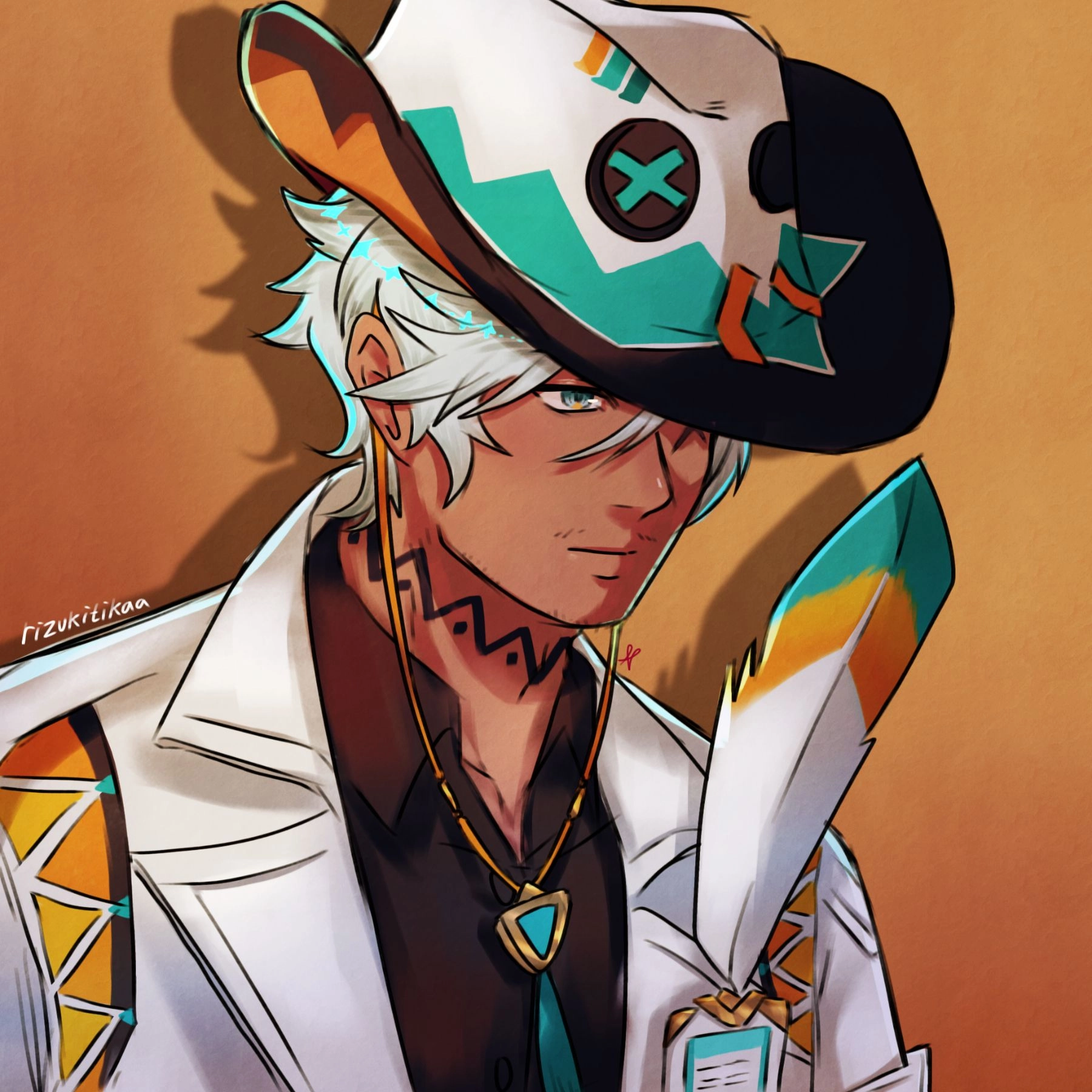 That one new male playable character from Natlan Genshin Impact.. Ifa my beloved
(No he doesn't actually this dark and got some facial hair ahaha *laughs in pain*)