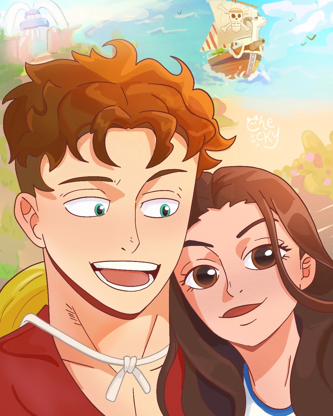 Romantic couple commission 🌸
