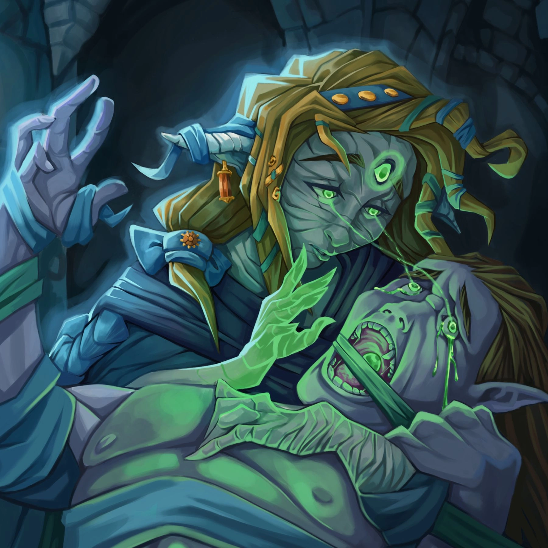 A commission I made about a character inspired by the client, is about an healing mage who absorbs other being's pain, scarring herself in the process