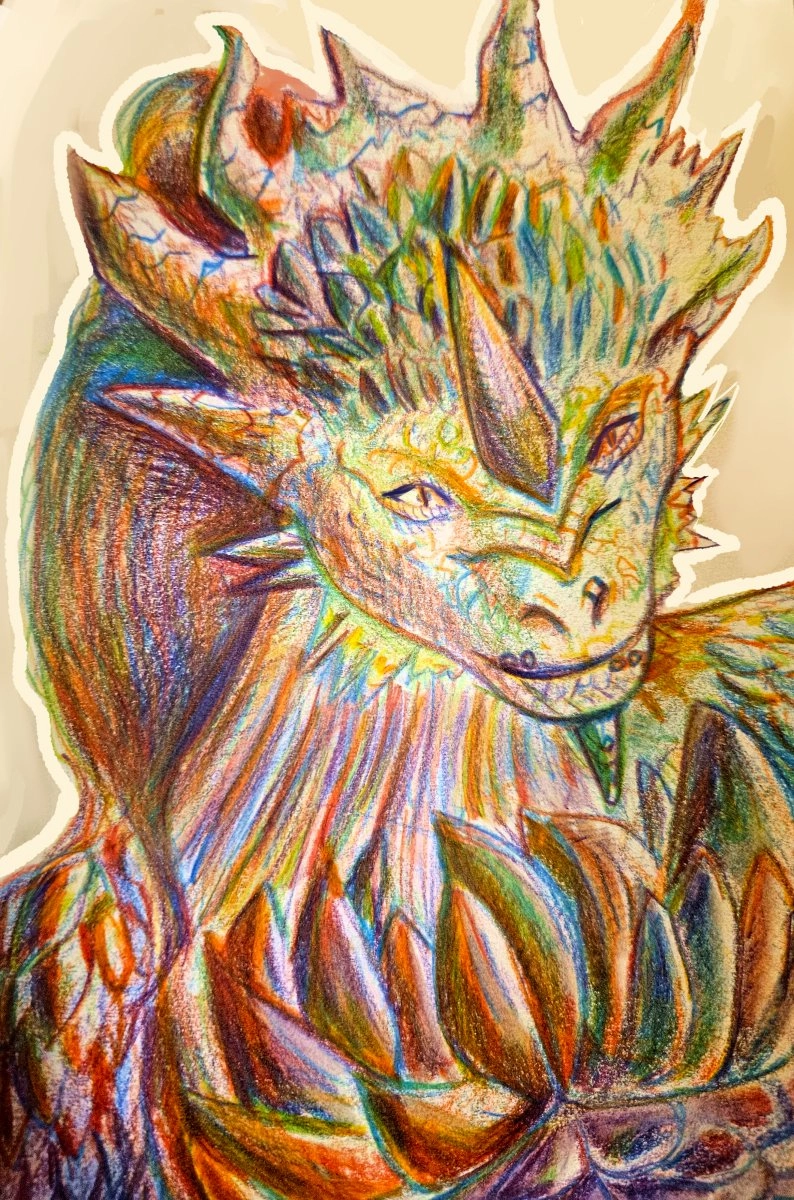 Rainbow sketch of my wife's bg3 character 