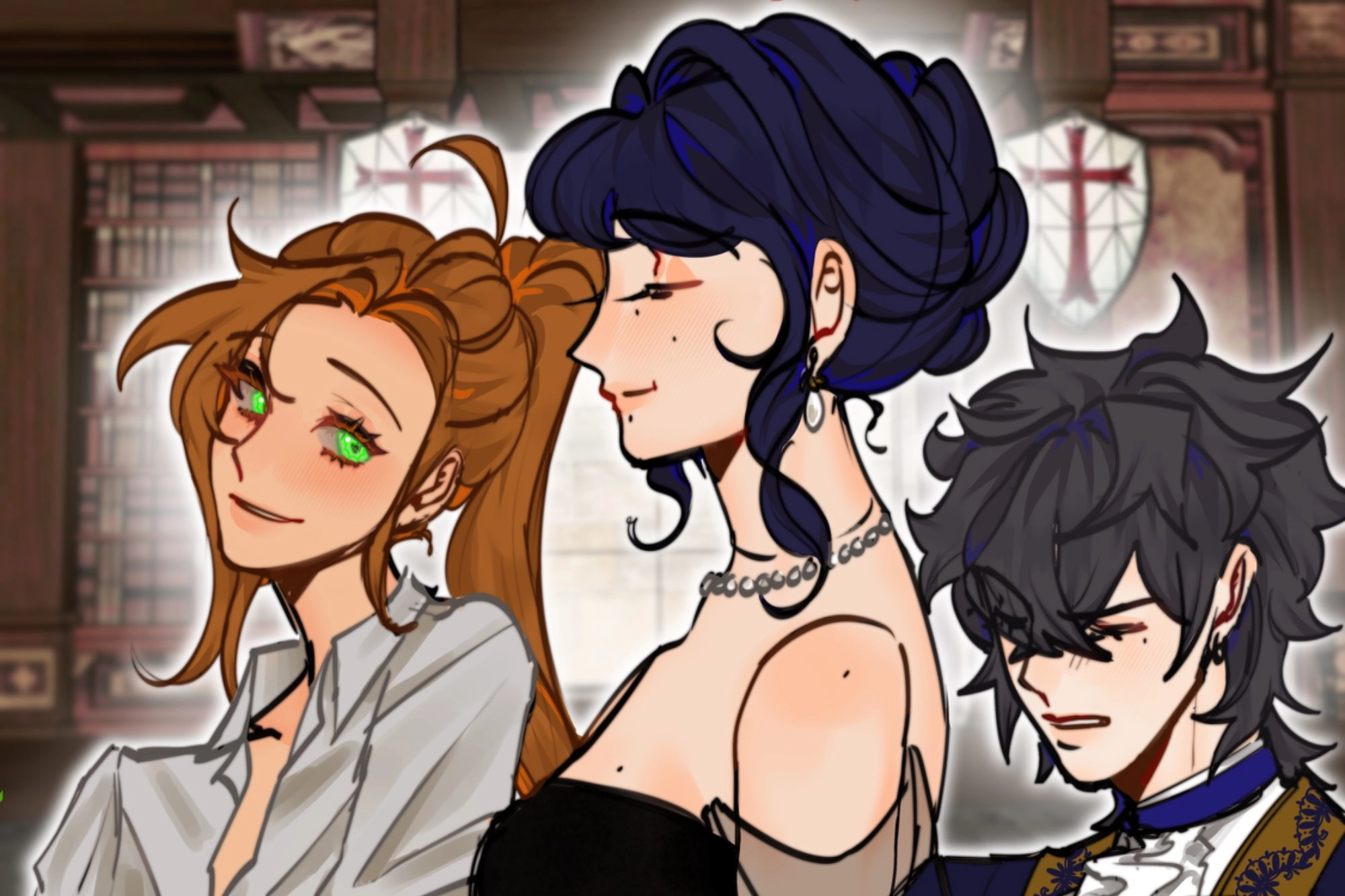 My ocs! Sylvia(left), Lucienne(middle), and Caspian(right)