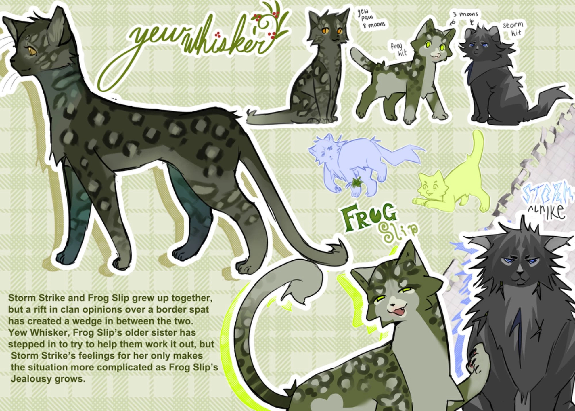 Character sheet for 3 of my Warrior cat ocs!