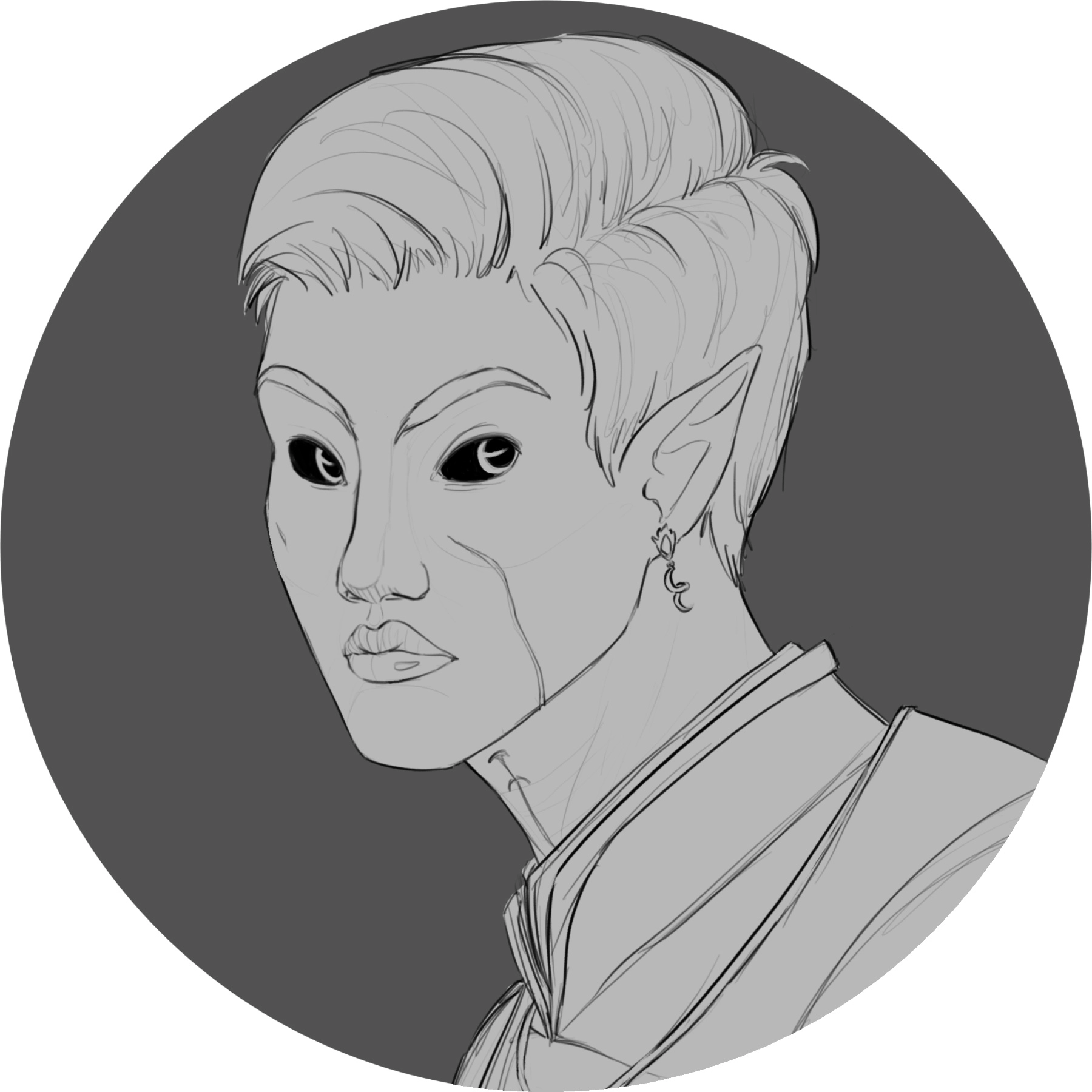 Lineart headshot I gifted someone for their dnd campaign :)