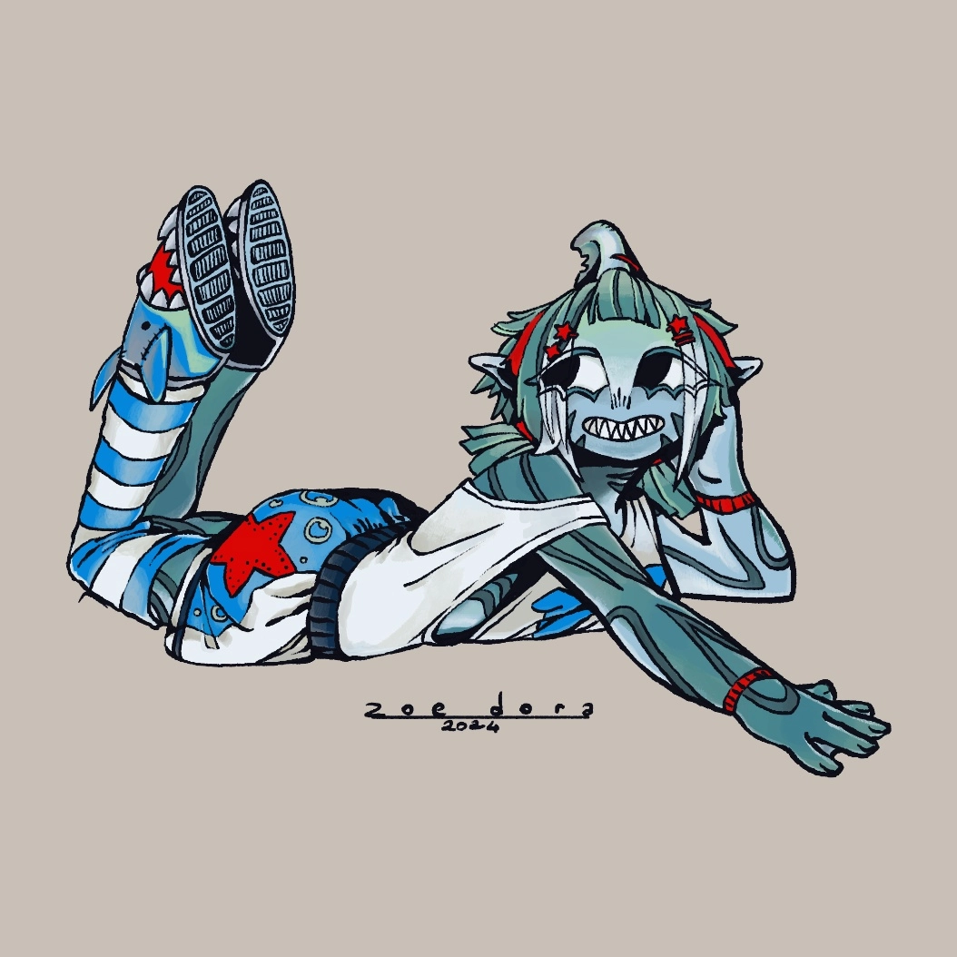 First post here!
I'm passing hard times lately, hope you're doing well ❤️
This is a fanart I did of my friend's OC, she's Reef! 