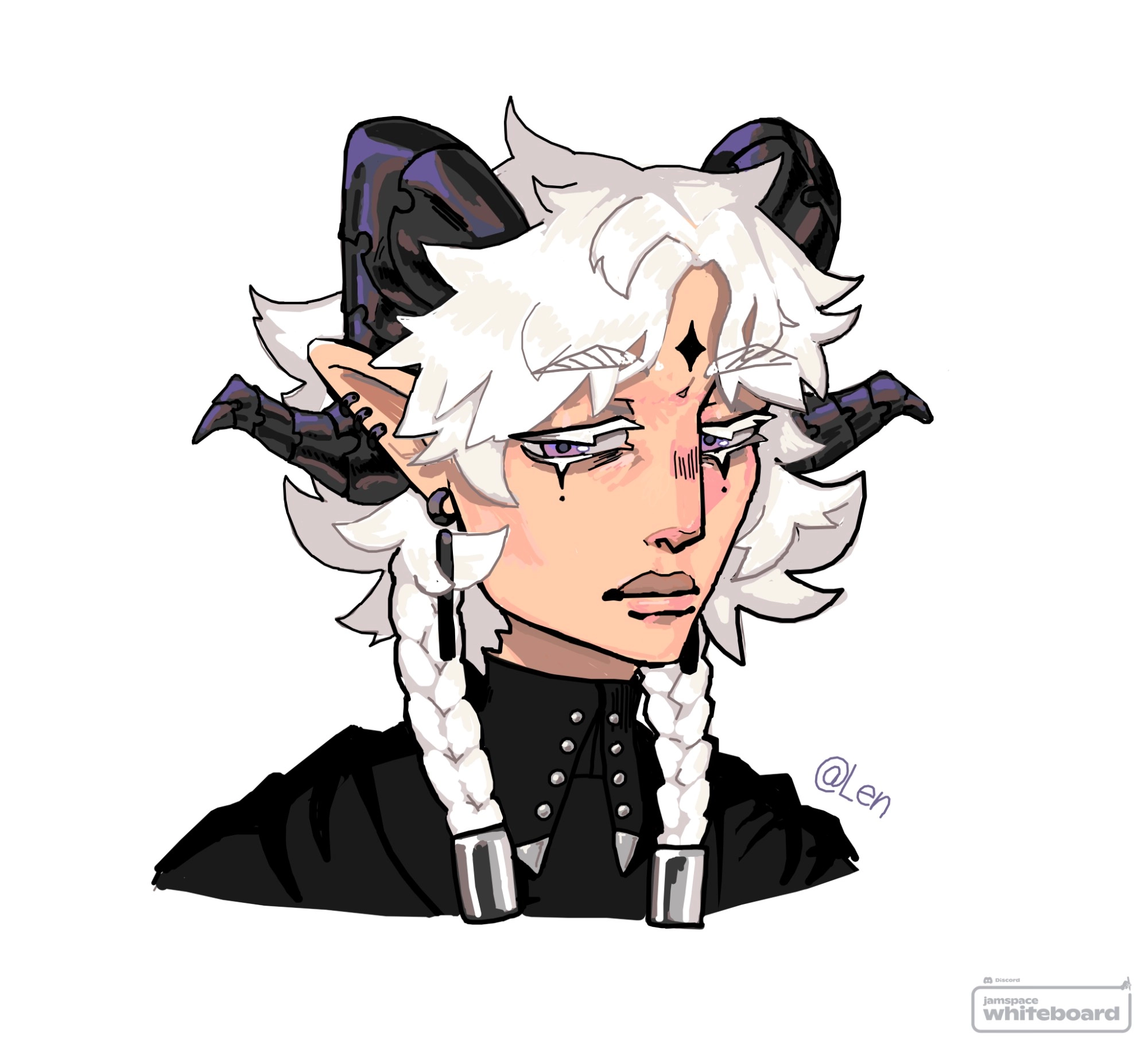 dumbass drawing i made of my dnd character xaros using discord whiteboard
