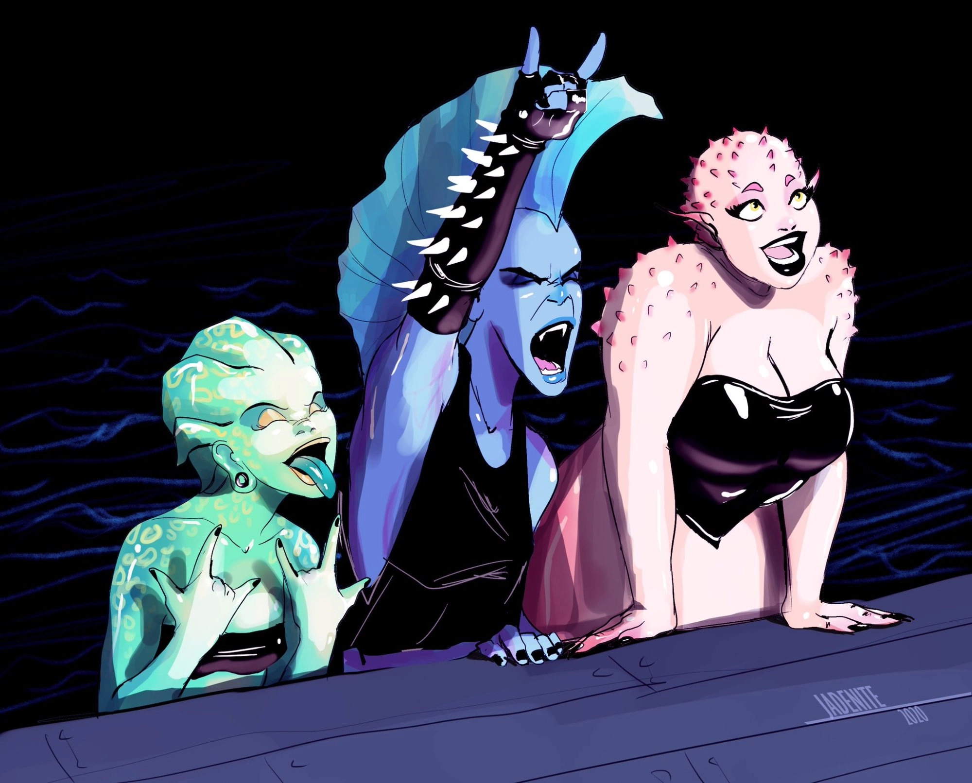 My punk mermaid OCs, aka the PunkMaids. 
Soon to be a webcomic!