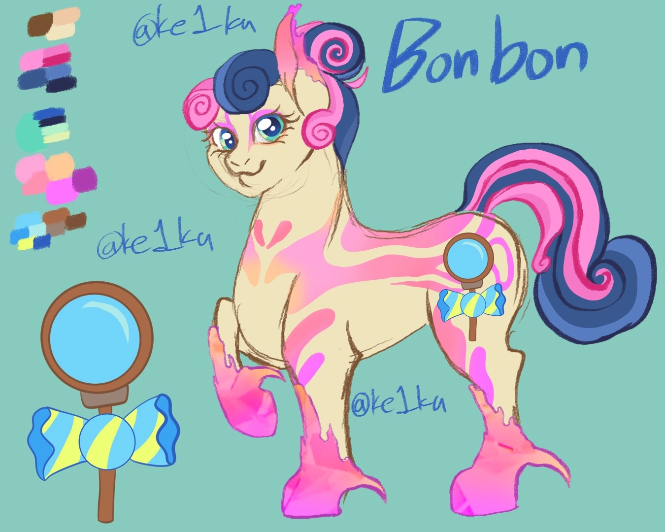 Here is one of my BonBon redesigns!  I have her become a crystal pony after the crystal empire comes back and turns those with ancestry in the empire into crystal ponies.  I'll post her other design tomorrow