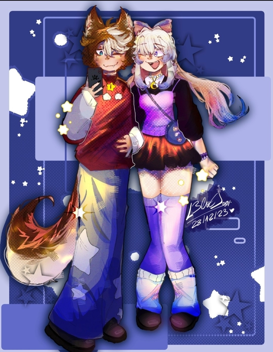 Kokomi and Gorou from Genshin impact, an old drawing from 2023 🙂‍↕️