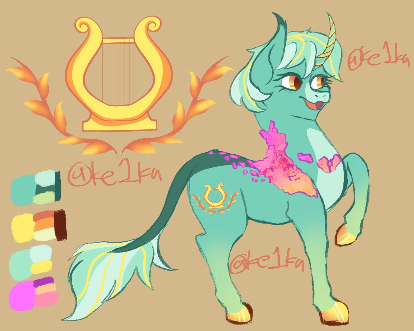 Here is my Lyra Heartstrings Redesign from my little pony friendship is magic.  I had to adjust her colors a bit but I think she turned out great!  I also gave her some gold weaved into her hair and gilded hooves and horn since I see her as a more girly girl