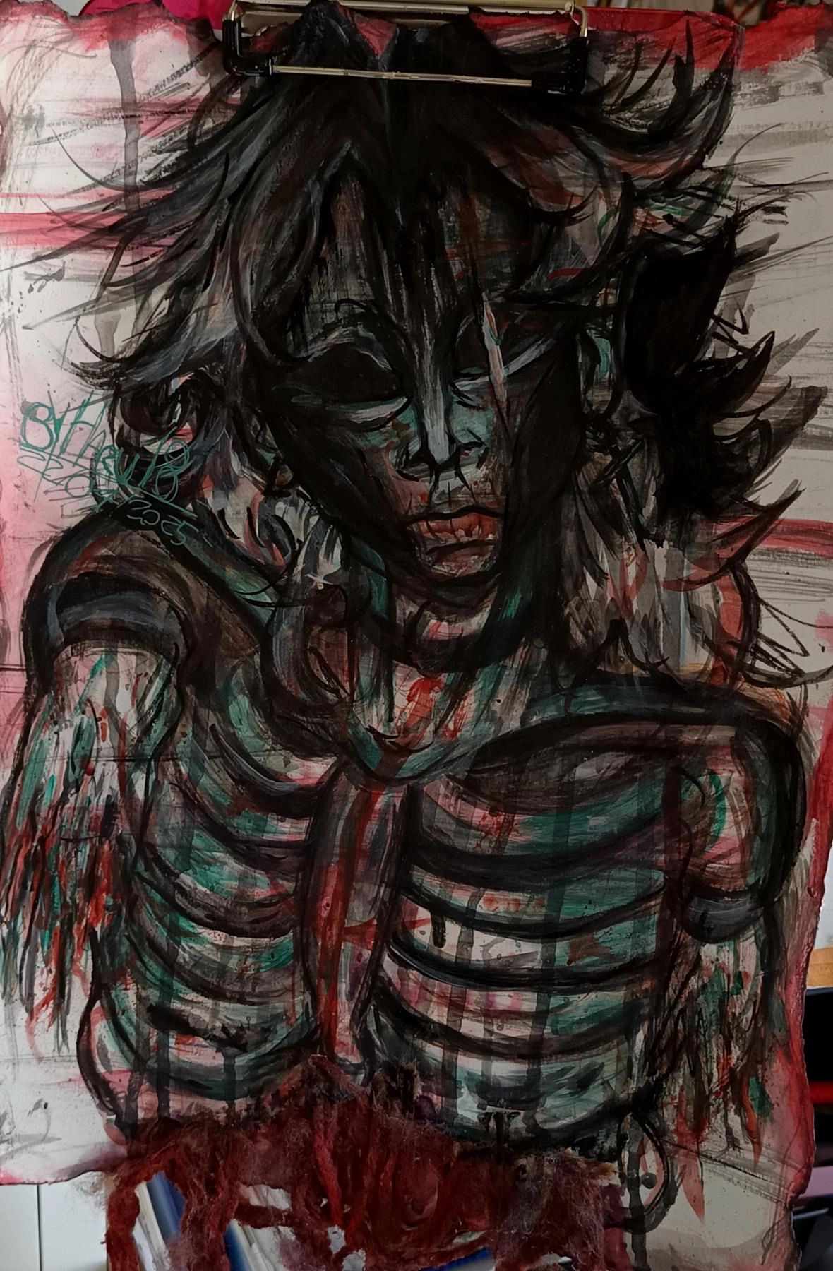 hii, I'm Haru, this is my oc (death) I went back to traditional (I often do drawings digitally)