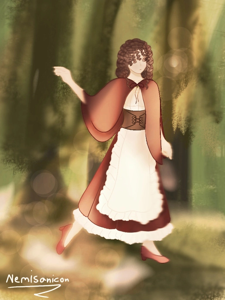 oc!! background by me! little red riding hood + oc