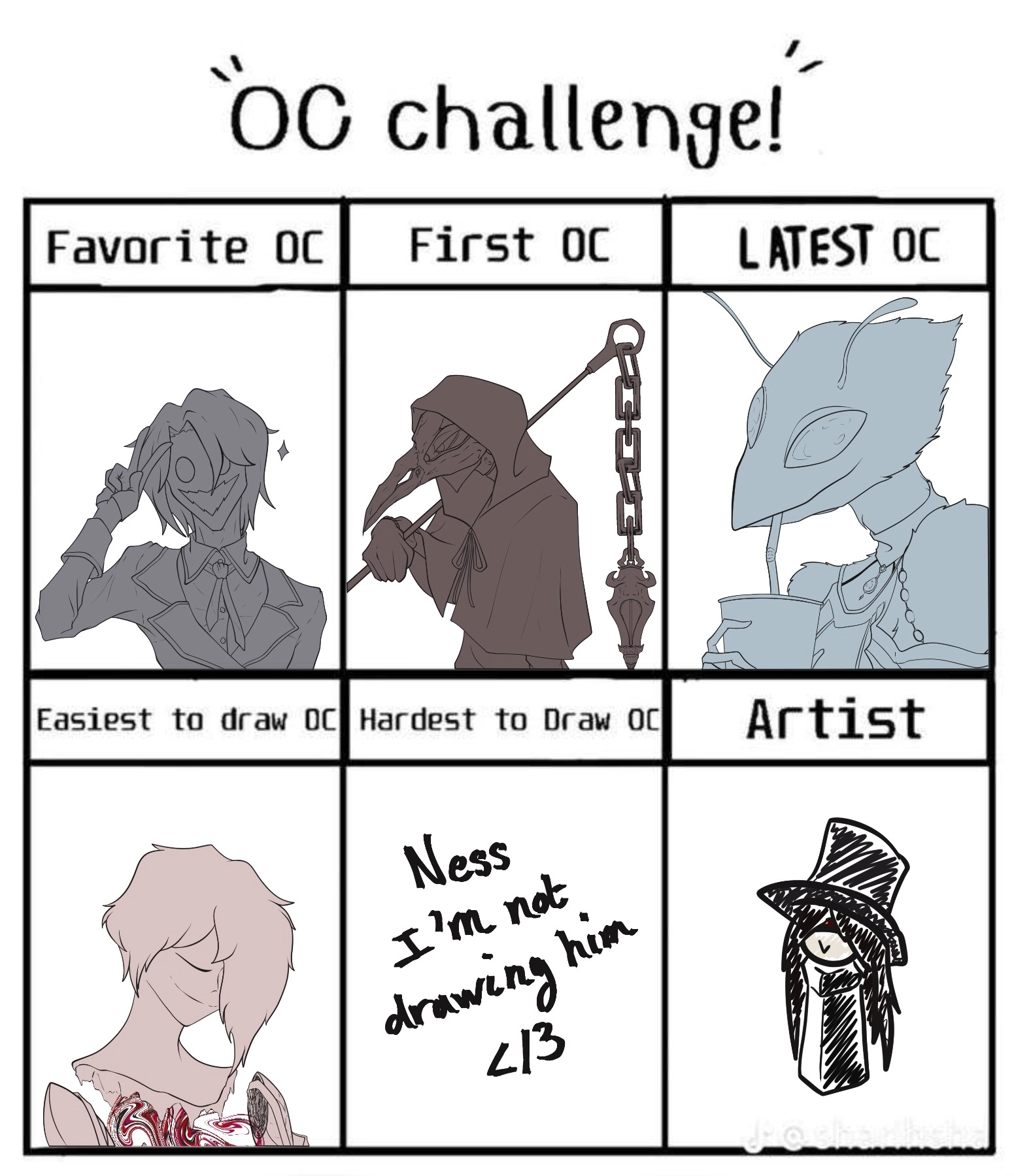 Love me some templates to draw from, the favorite is named Sagret, the first one I actually forgot his name xD Third one is Oneire, though that was since April of last year- Fourth is another of my personas, the hardest I cannot, and you have lil silly me