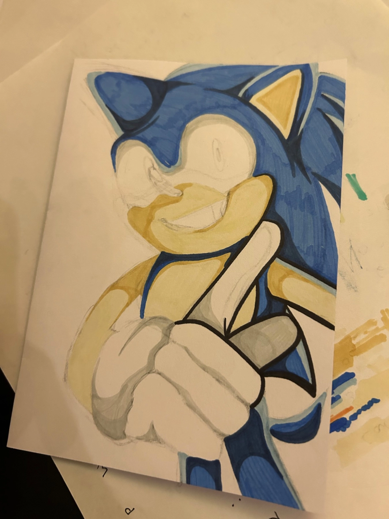 Drawing a sonic thank you card to an amazing friend of mine, the finished product was crisp! I’m sad I didn’t take a photo of the end, but I did manage to get some videos of me colouring it, it’s so satisfying!!