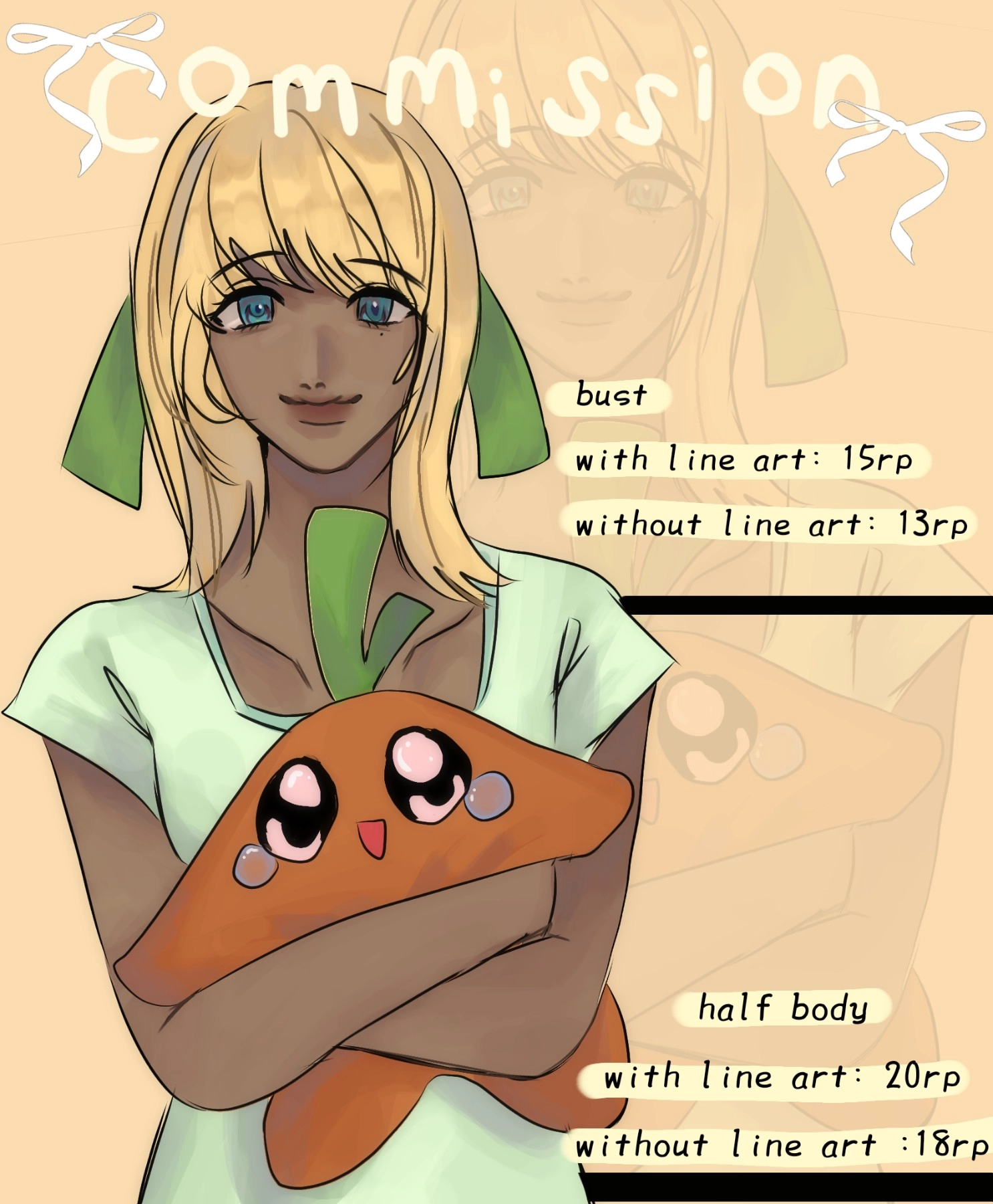 helloo start of my comissions you can look here! Yes I only take Rupiah! 