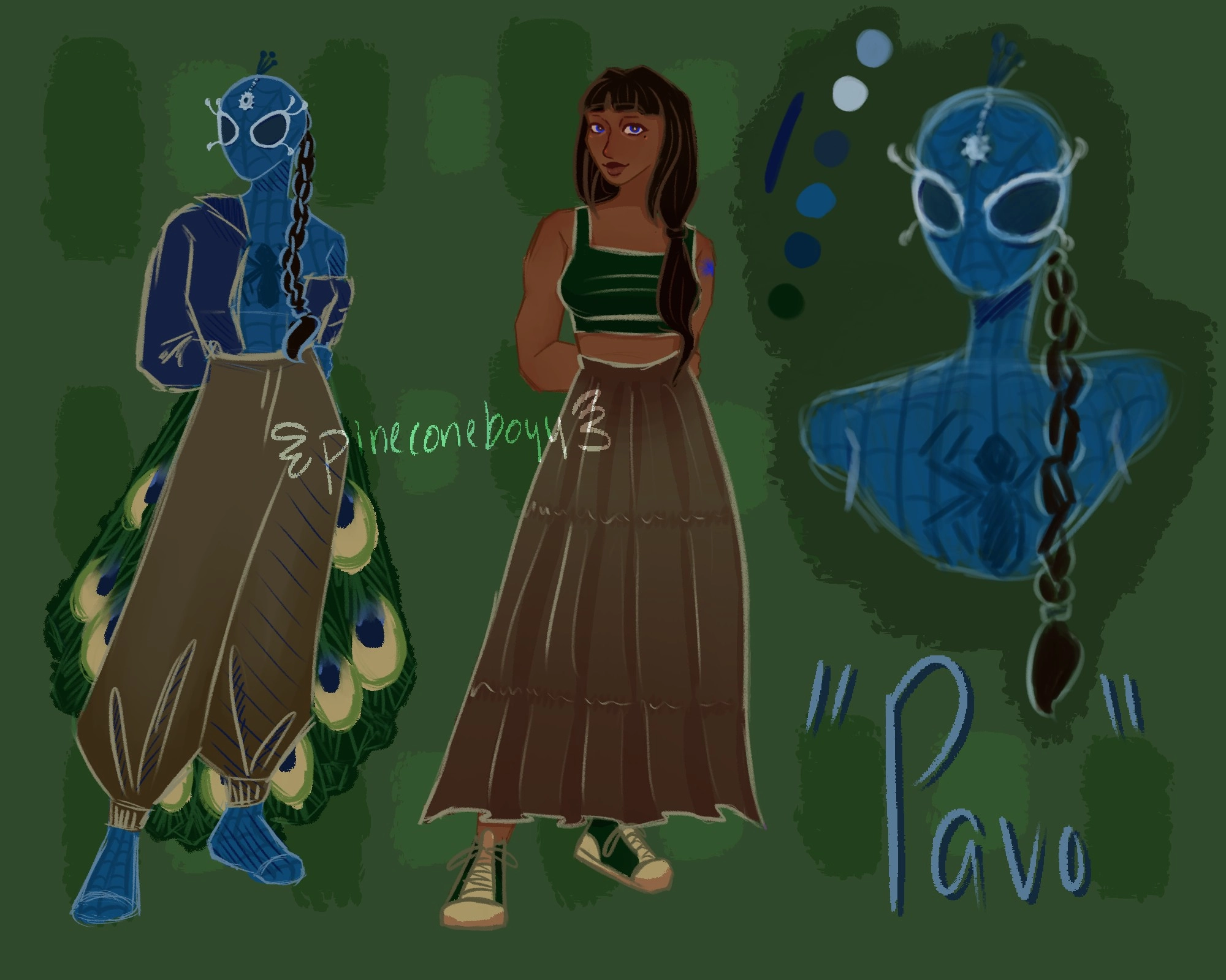 this is from june 2023!!! i made a spidersona/spiderverse oc and she is awesome . i should draw her more lowkey i haven't drawn her in two years