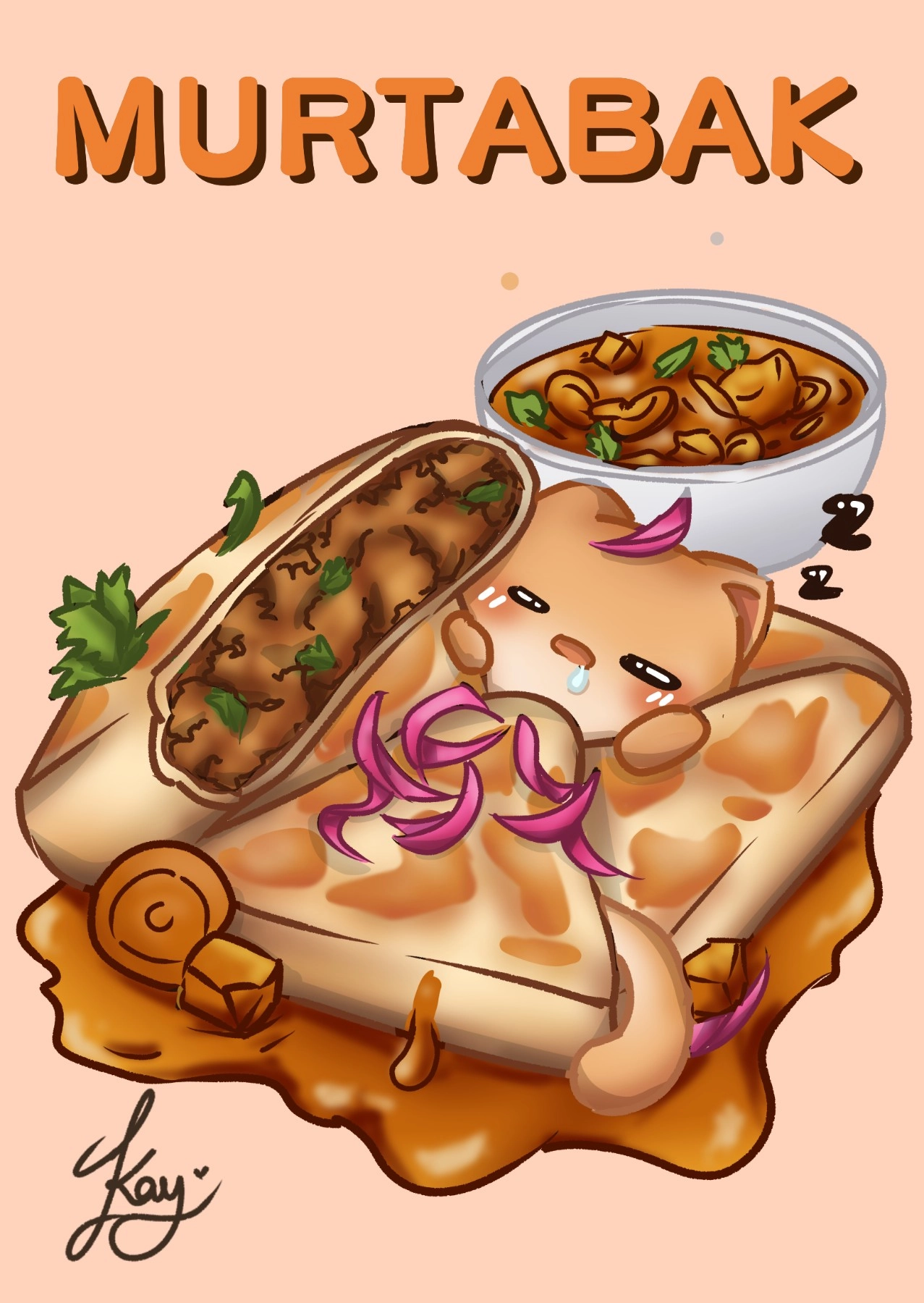 Cat Chibi Murtabak

Murtabak is Malaysian savory pancake alike that is stuffed with marinated beef or chicken, and then eat with curry or pickled red onion. Commonly found during Ramadan month.