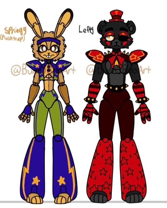 A design for my fnaf au! Lefty and Plushtrap 