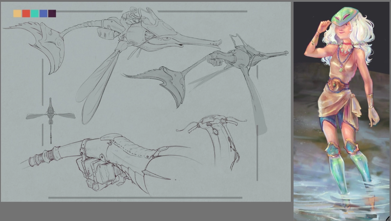 Vehicle concept and character (inspired by fish & motorcycle) 