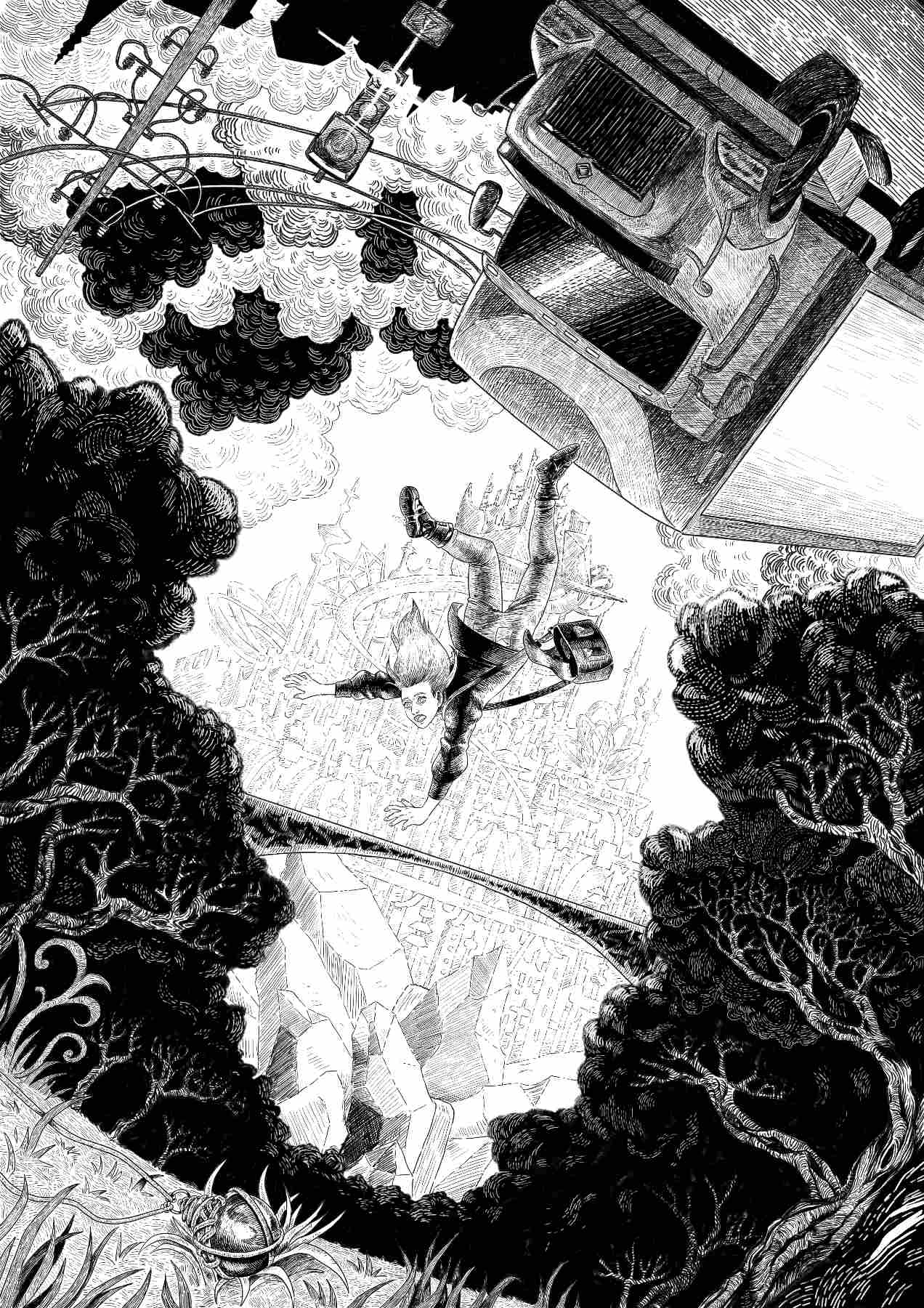 black and white illustration