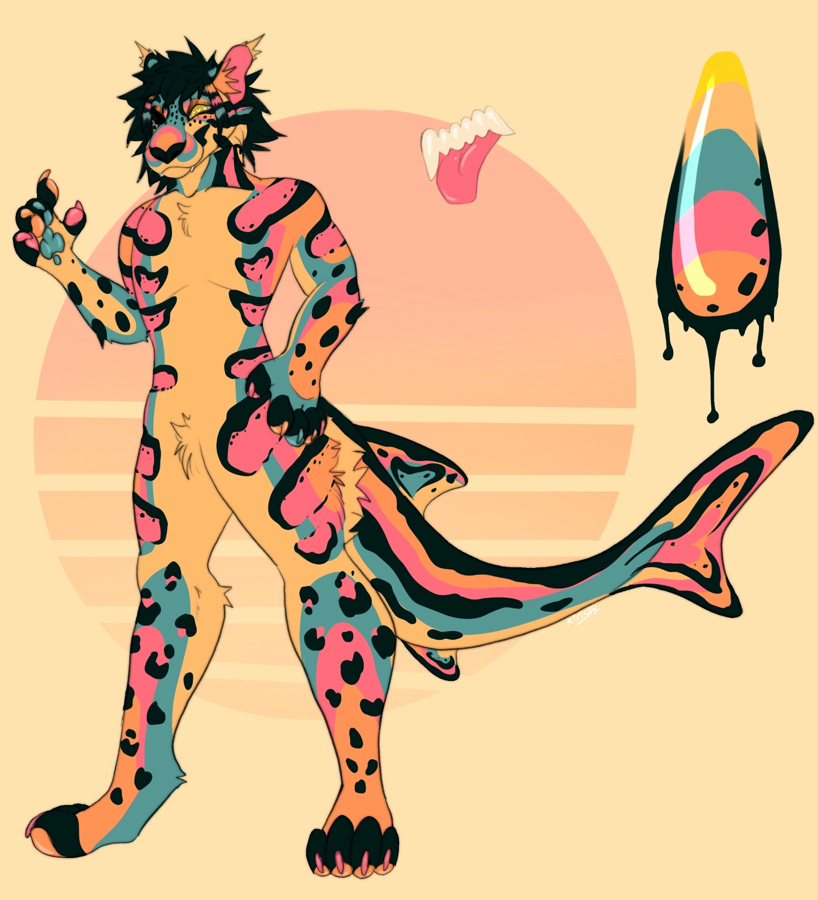 New character design of mine that I absolutely adore. Was craving a clouded leopard shark boi! 