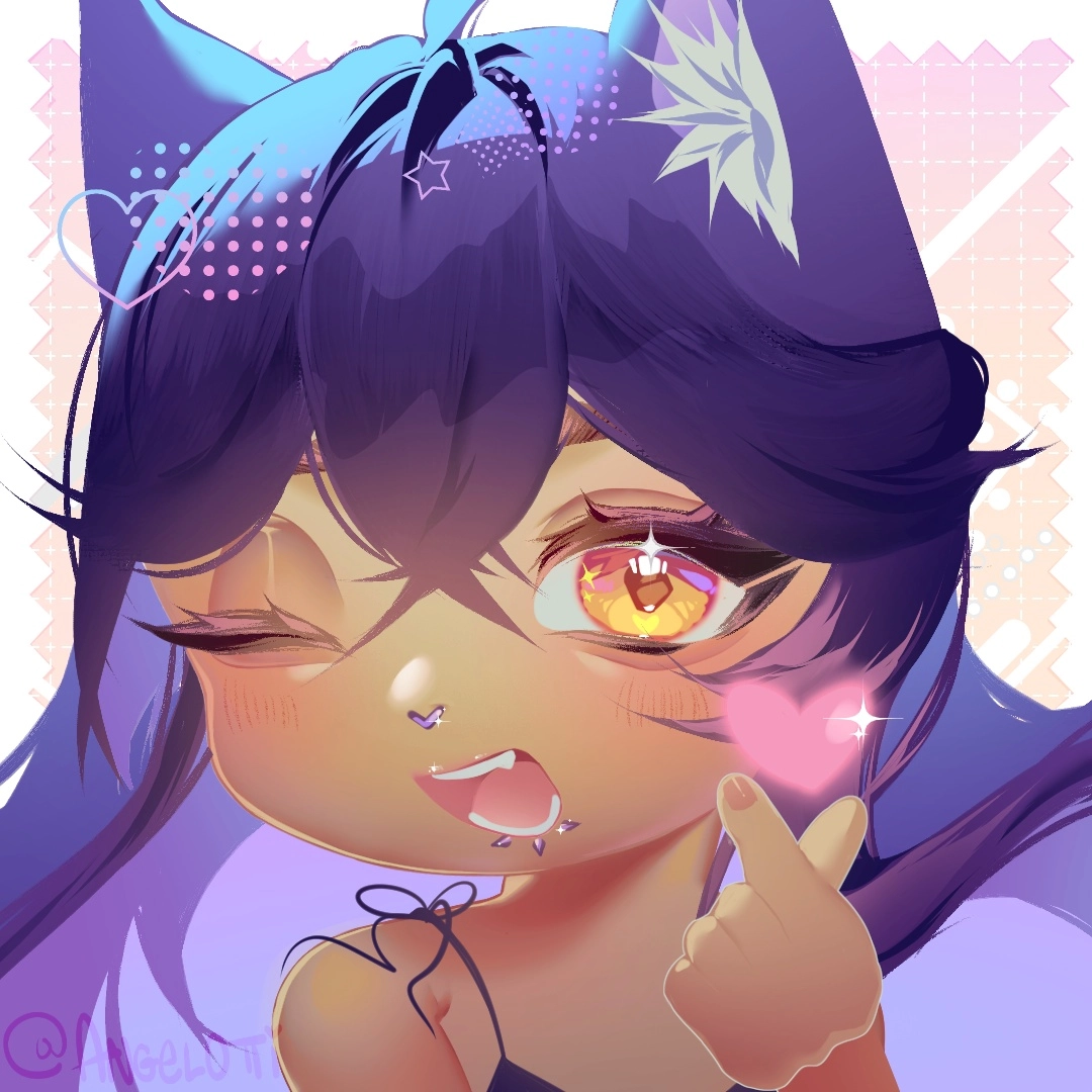 YCH Chibi icon - personal art from my OC Ressa! 🐱🫰💖