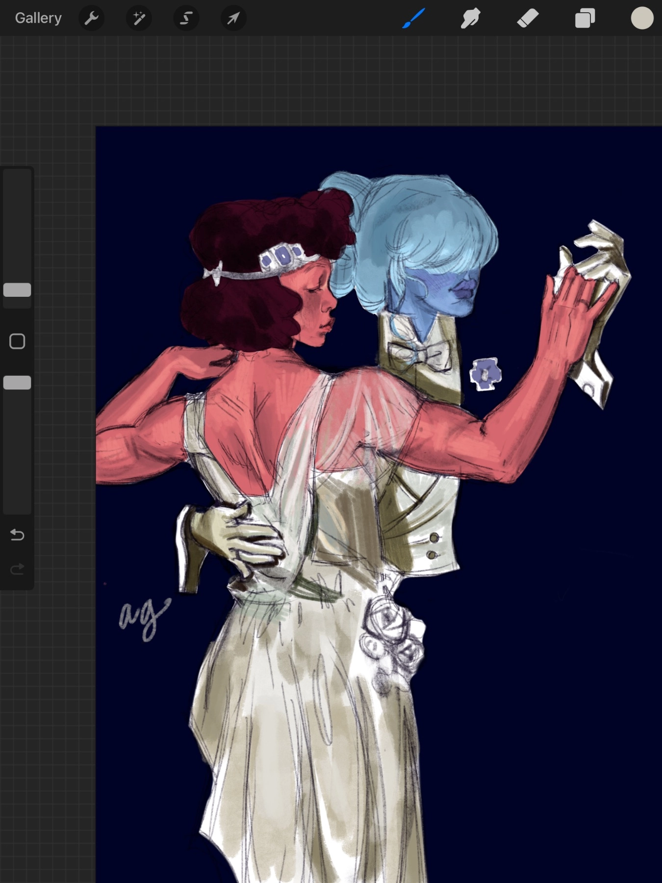 A wip of Ruby and Sapphire from Steven Universe:)

