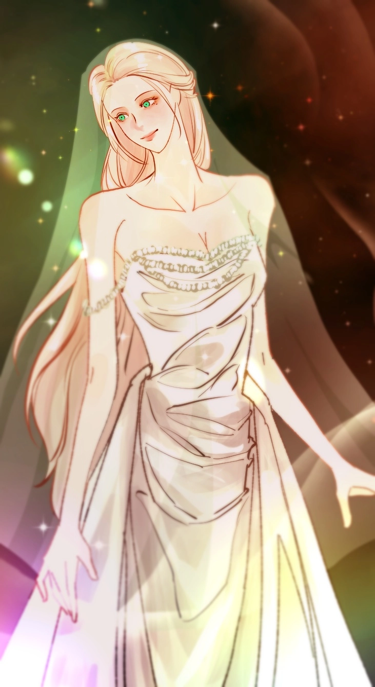 Wedding day of Gorgeous woman sparkling illustration