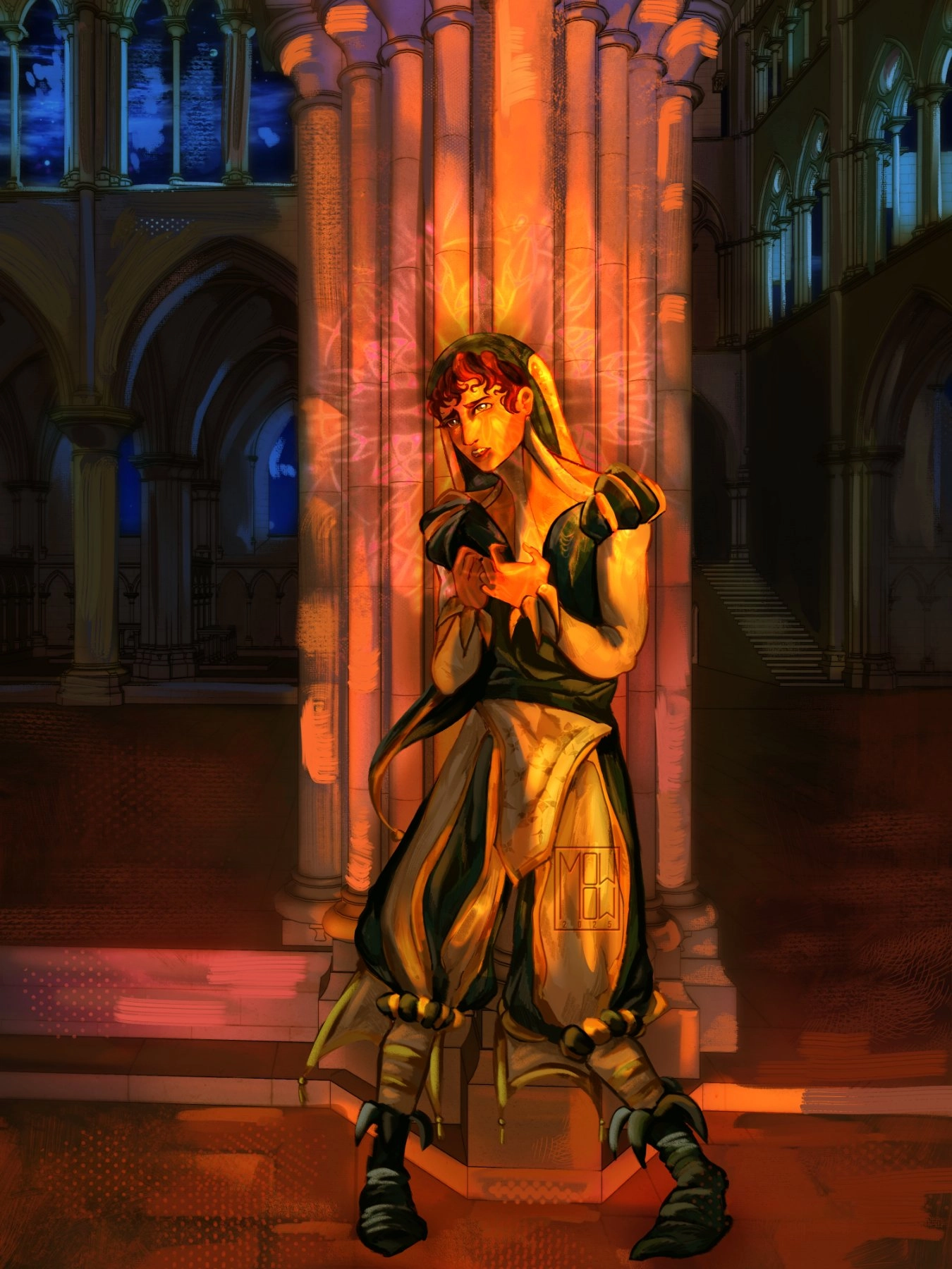 Jester|Original charcaters ilustration 

Hi!!! :-D ,I am so excited to join!

This is one of the pieces i am the most proud of mostly because of My charcaters expression and how the render of the clothes turned out!

I used Clipstudio paint and Skeetchup for the background:-D